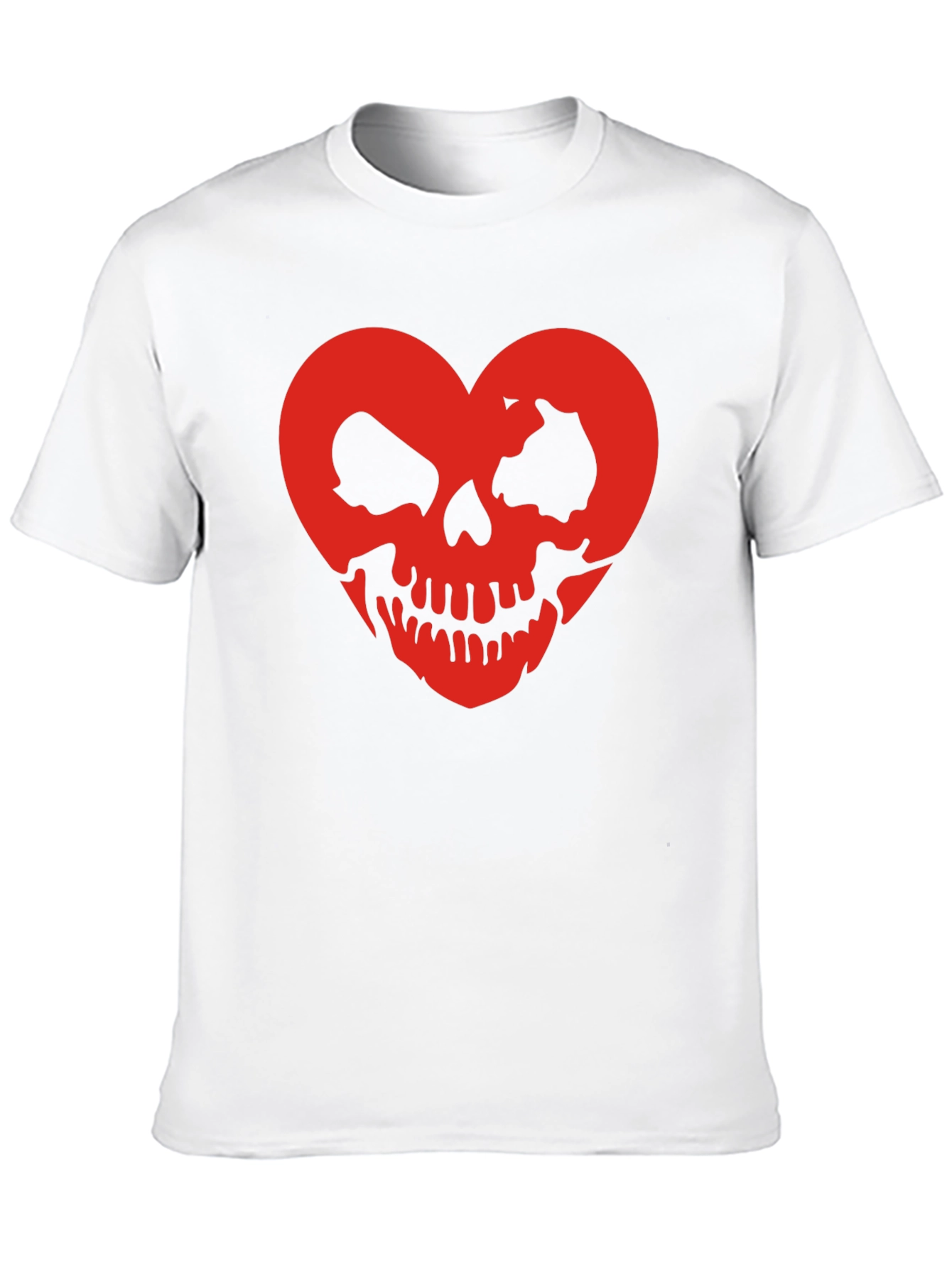 Black Skull Heart Graphic Tee - Black Cotton T-Shirt view 10