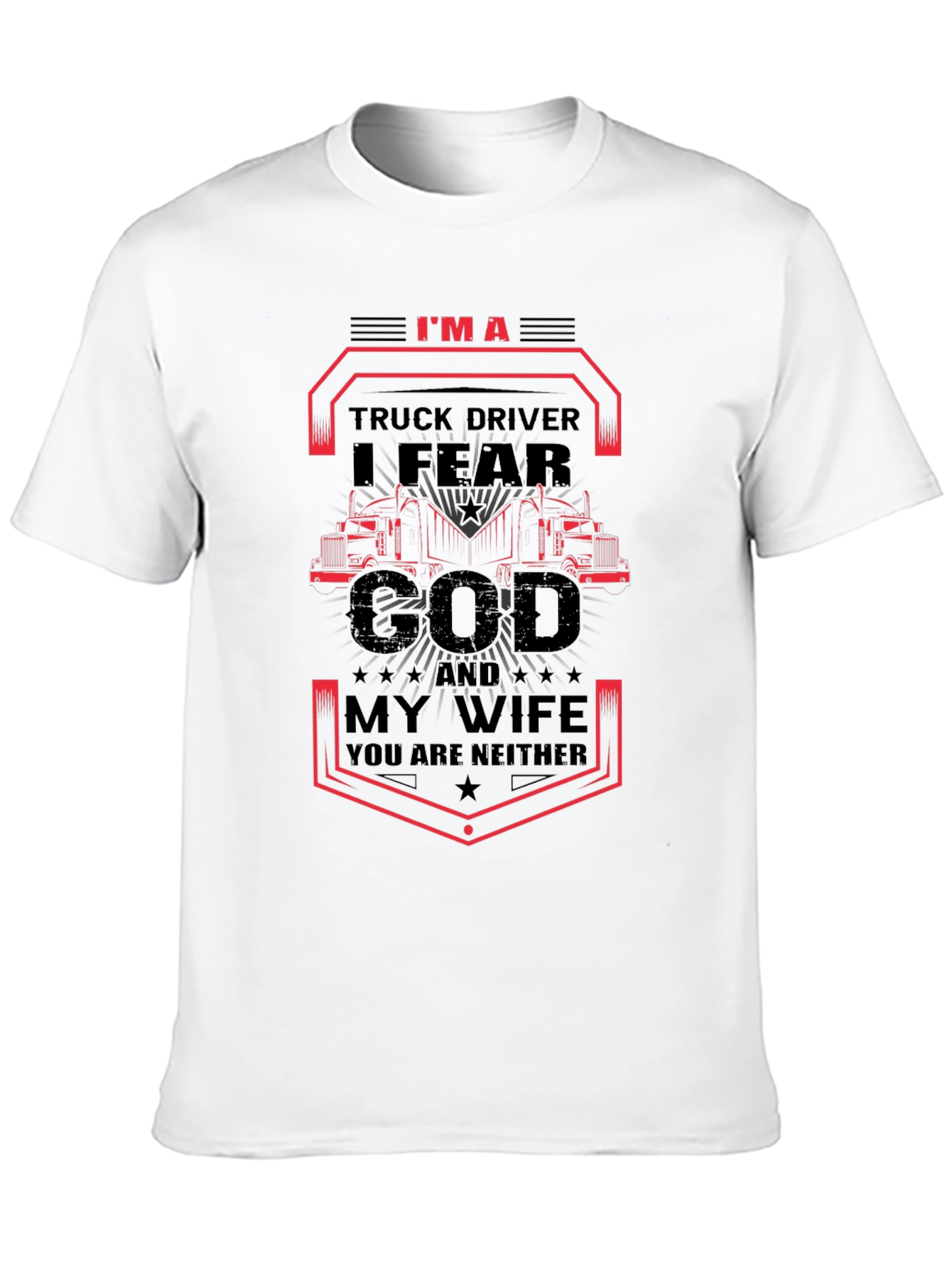 Black I Fear God & My Wife Trucker T-Shirt view 10