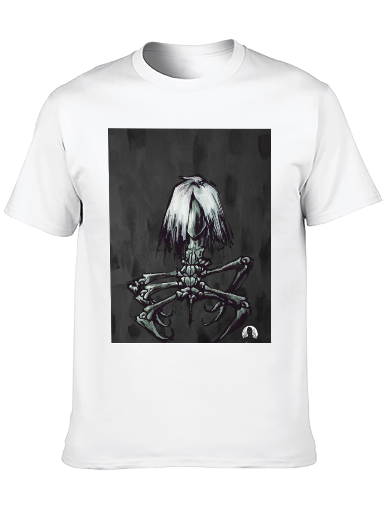 Black Dark Surreal Skeleton Art T-Shirt view 10
