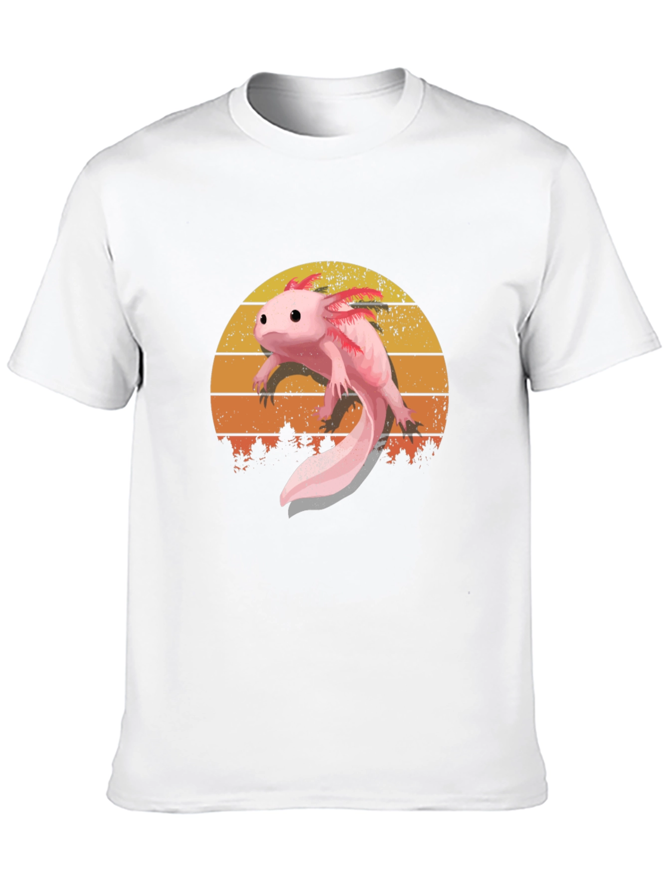 Black Axolotl Sunset Graphic Tee - Black Cotton T-Shirt view 10
