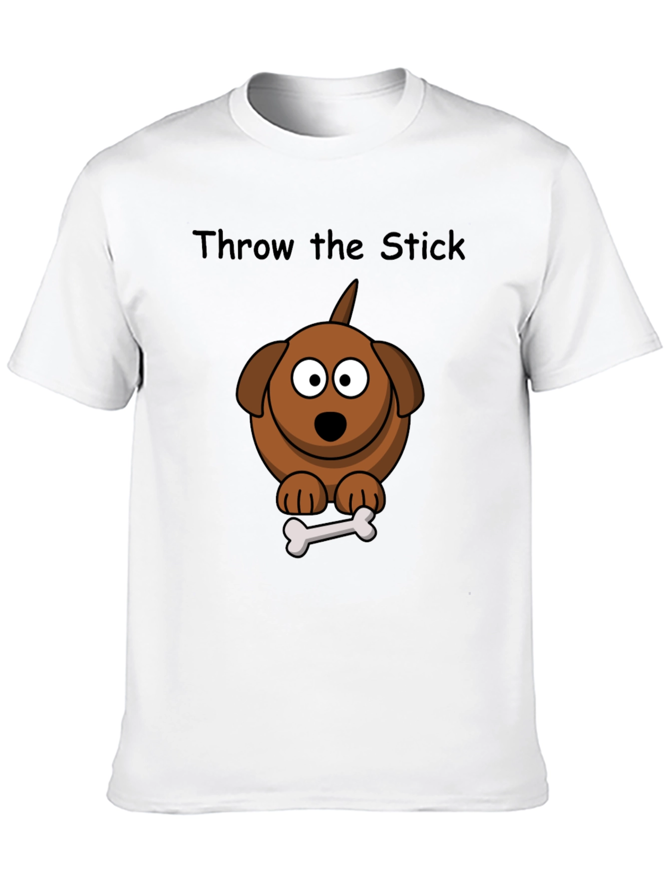 Black Throw the Stick Dog Cartoon T-Shirt - Playful Graphic Tee view 10