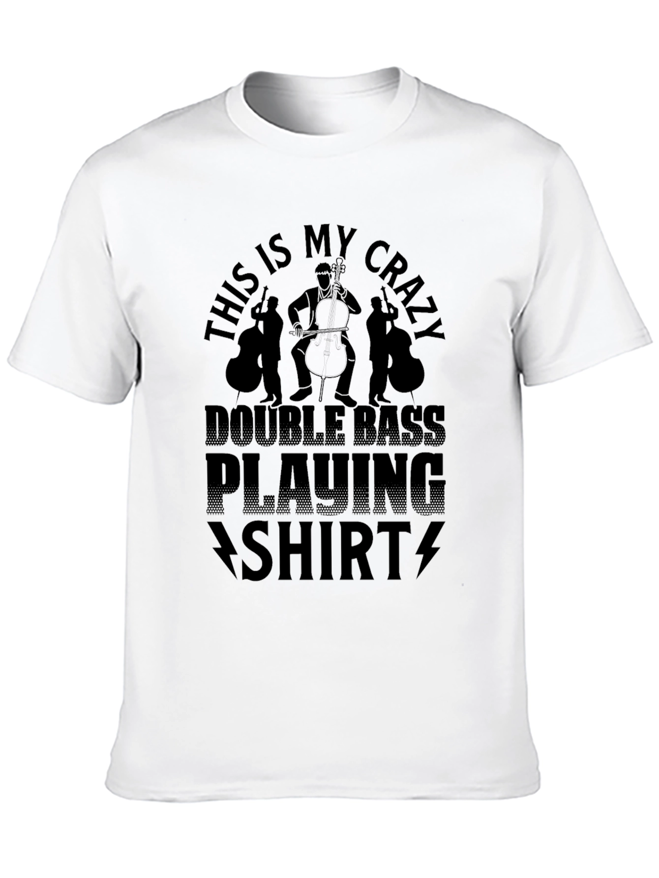 Black Crazy Double Bass Playing Shirt - Musician Tee view 10