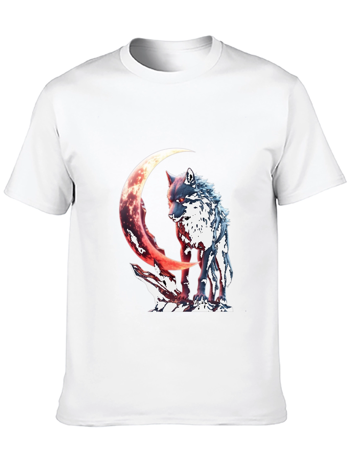 Black Wolf & Crescent Moon Graphic T-Shirt view 10