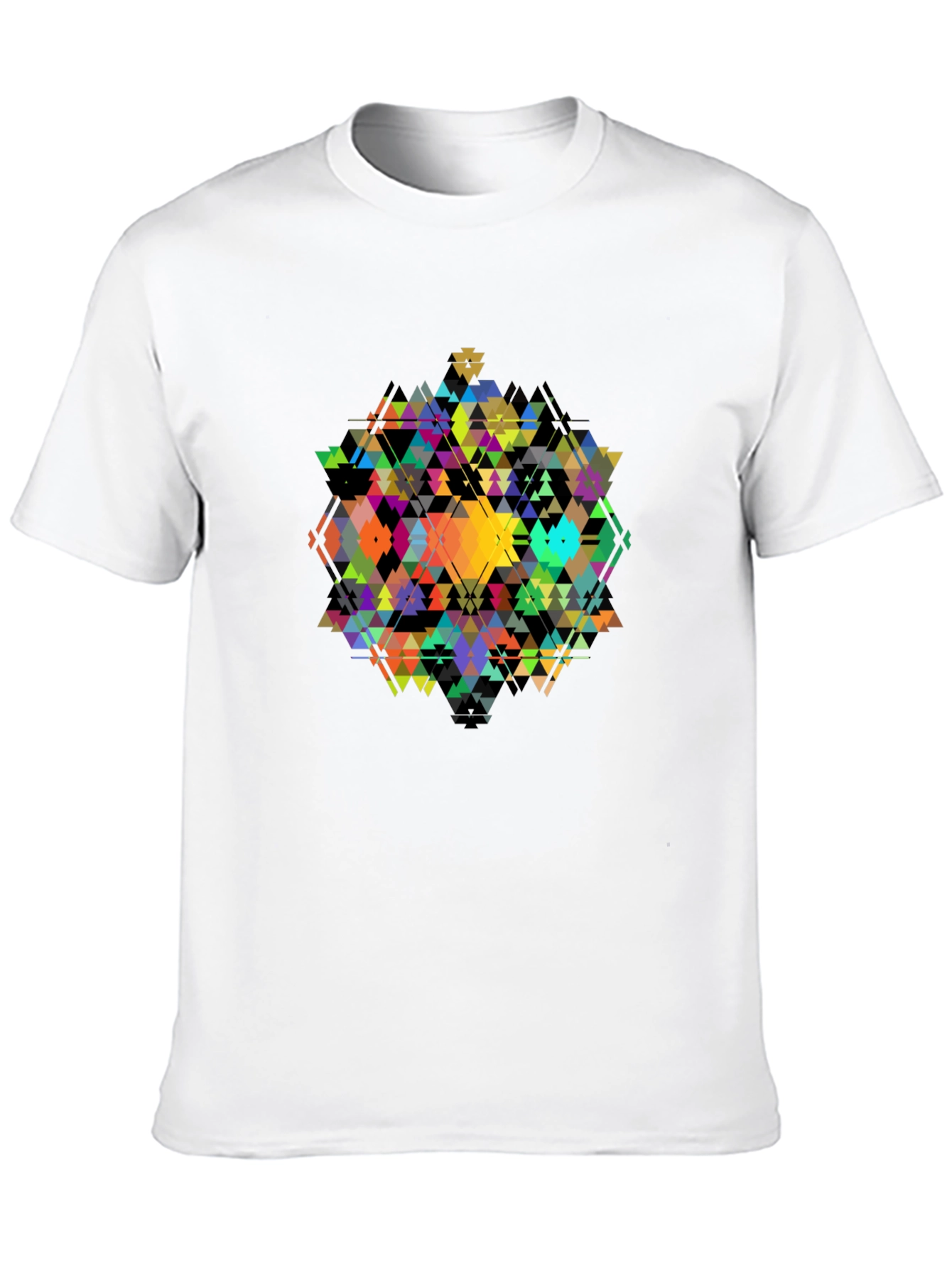 Black Geometric Triangle Art T-Shirt - Modern Design view 10