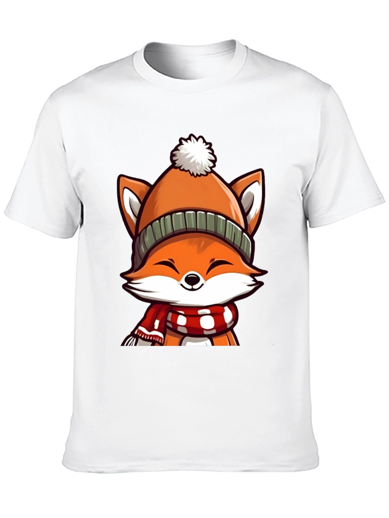 Black Winter Fox Graphic Tee - Cute Cartoon Animal Shirt view 10