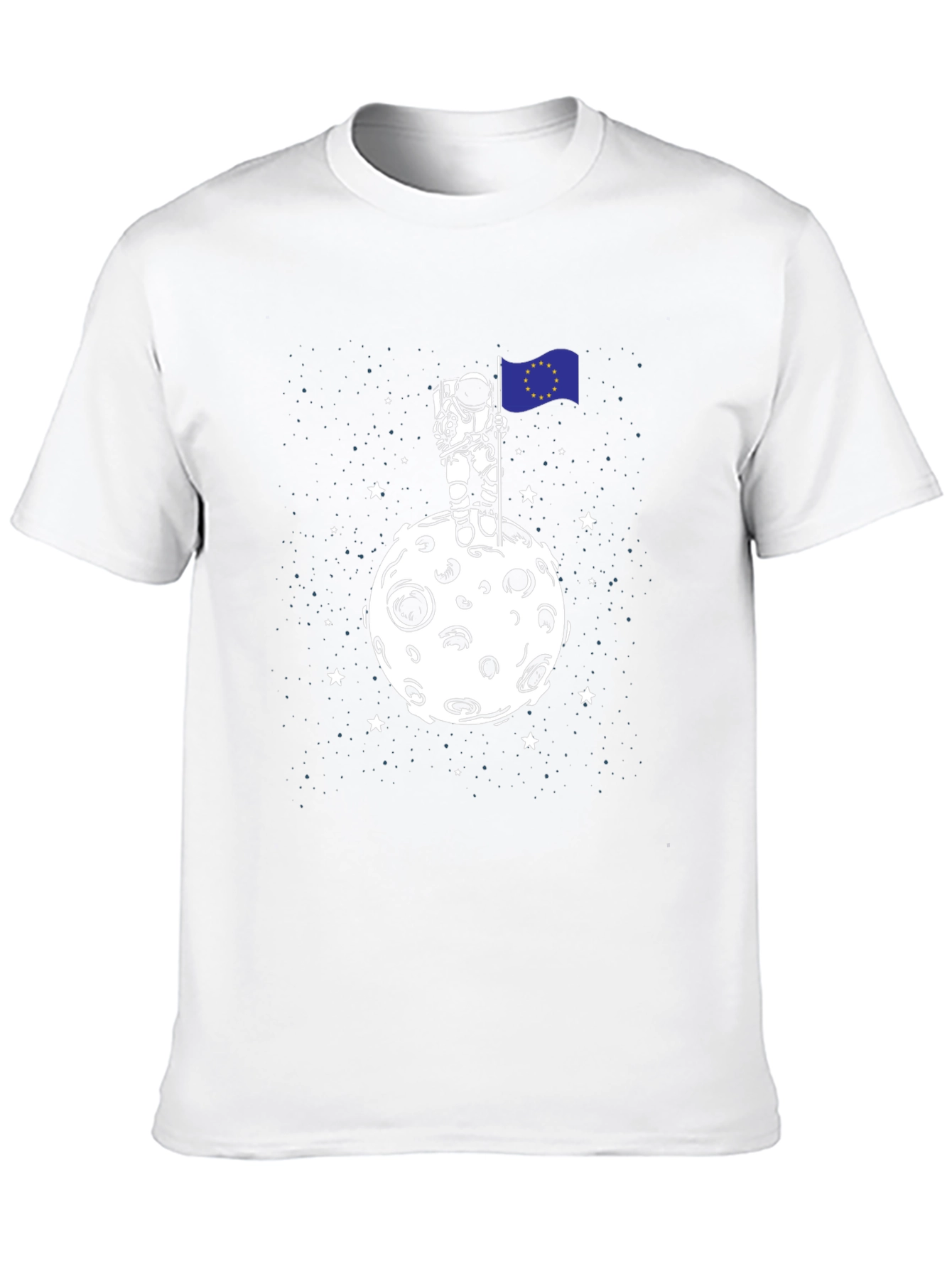 Black Astronaut EU Flag Moon T-Shirt - Space Graphic Tee view 10