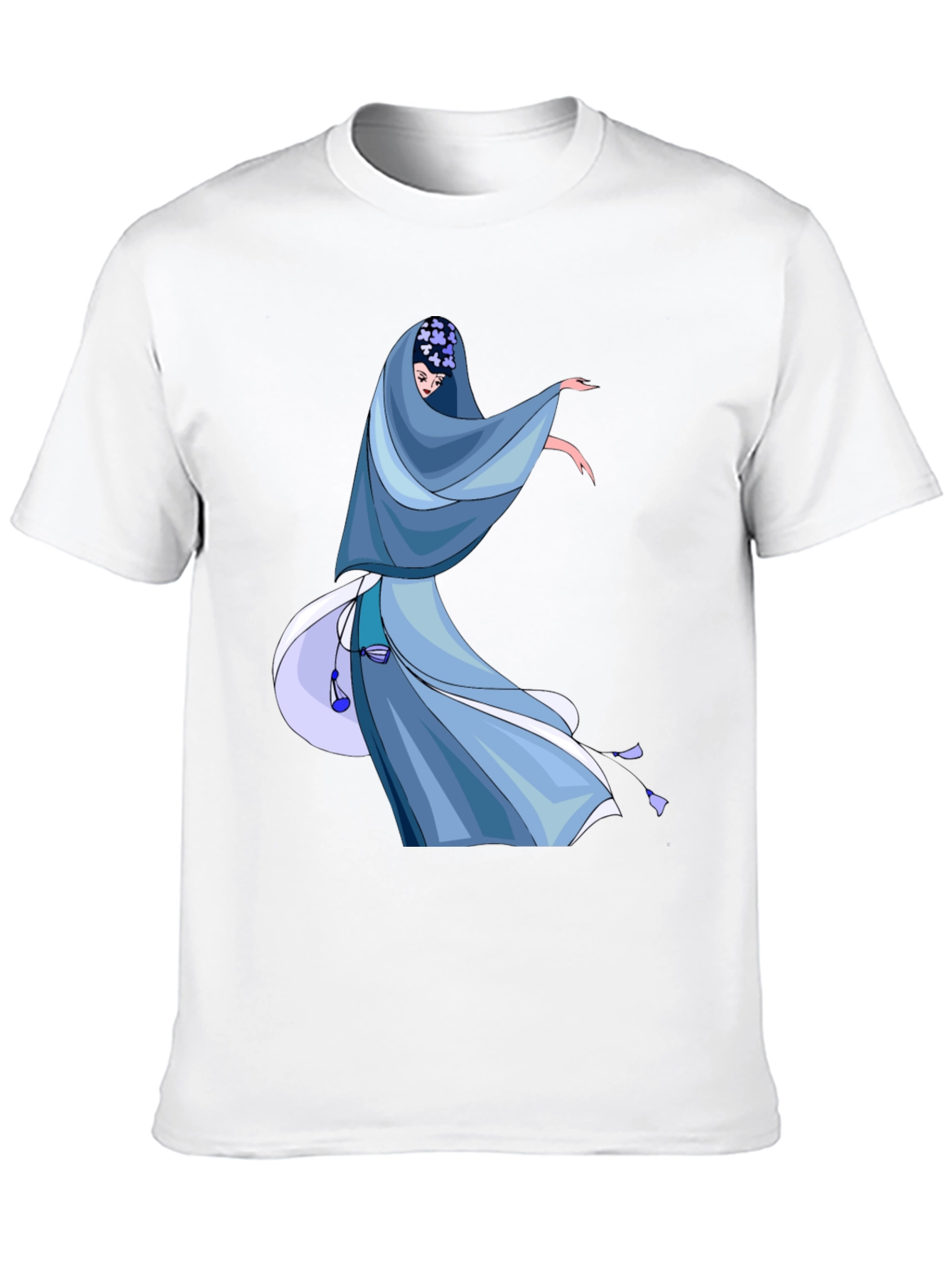 Black Elegant Blue Dress Graphic T-Shirt view 10