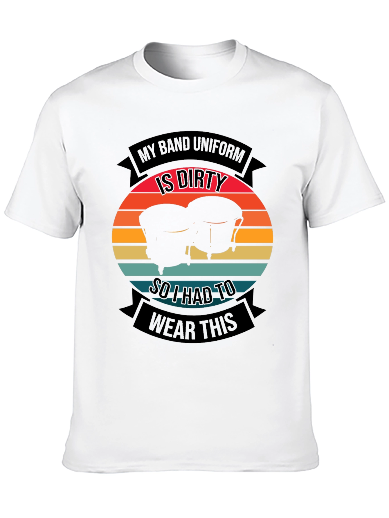 Black Band Uniform Dirty Bongo Drums T-Shirt view 10