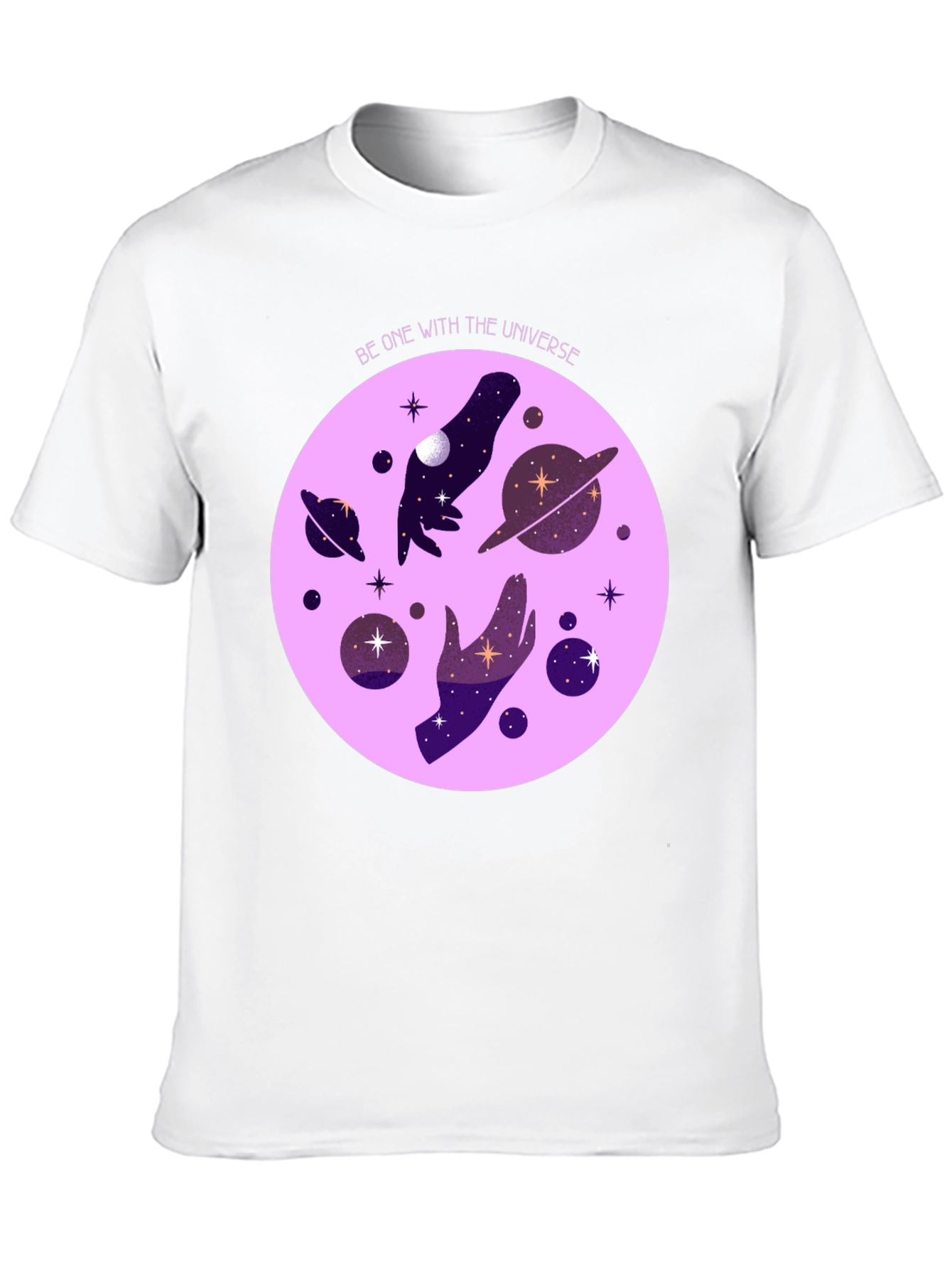 Black Cosmic Universe Graphic T-Shirt - Celestial Hands Design view 10