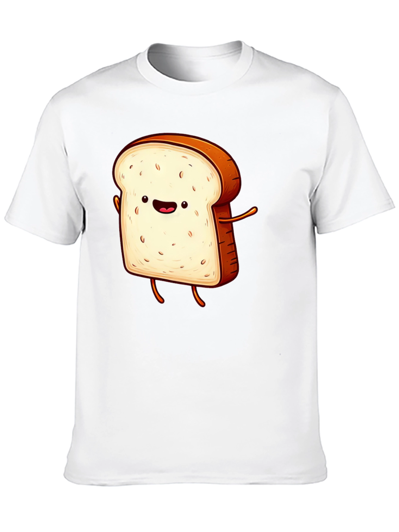 Black Funny Cartoon Toast Graphic Tee - Black T-Shirt view 10