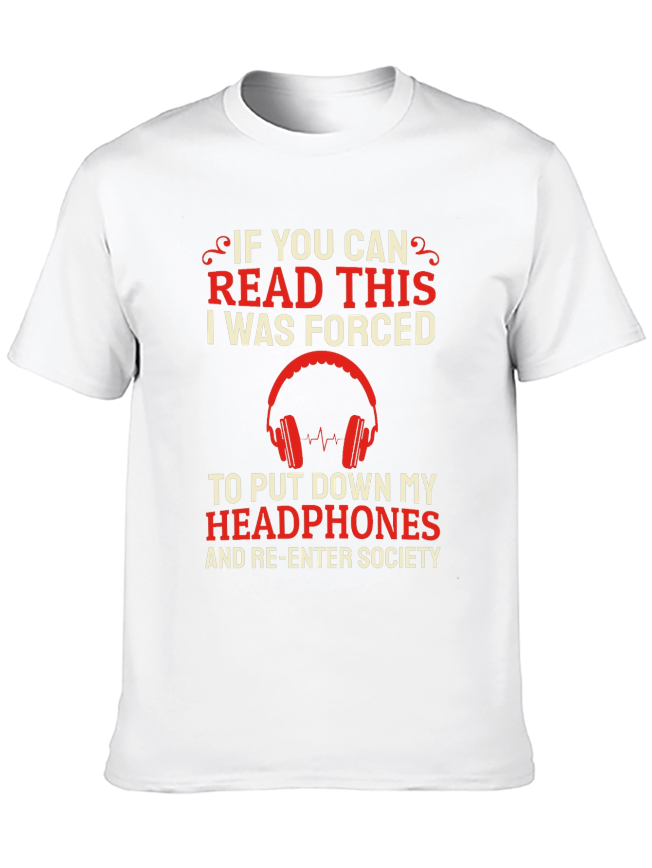Black If You Can Read This Headphones Tee view 10