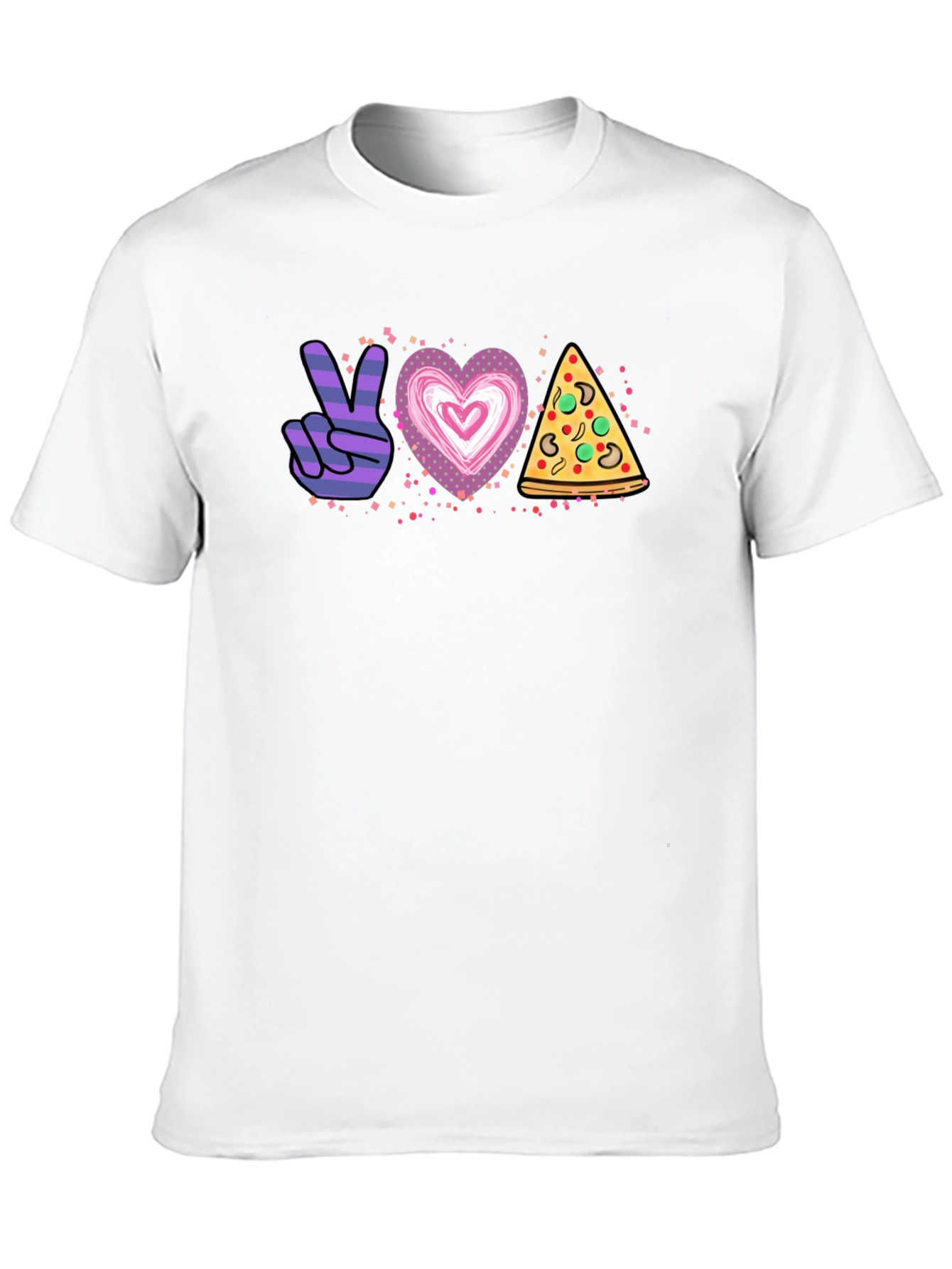 Black Peace Love Pizza Graphic T-Shirt - Unisex view 10