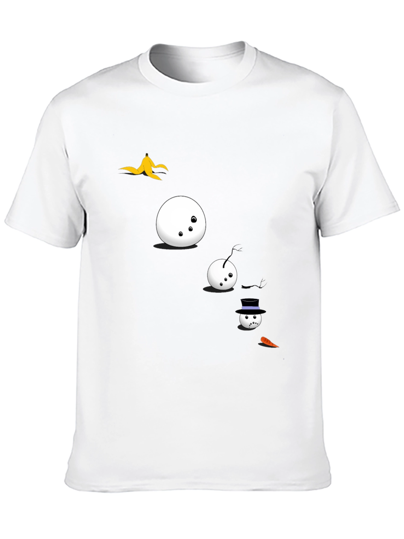 Black Funny Snowman T-Shirt - Black Cotton Tee view 10