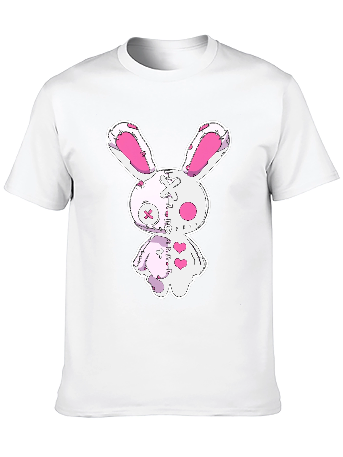 Black Creepy Cute Bunny Graphic Tee - Black Cotton view 10