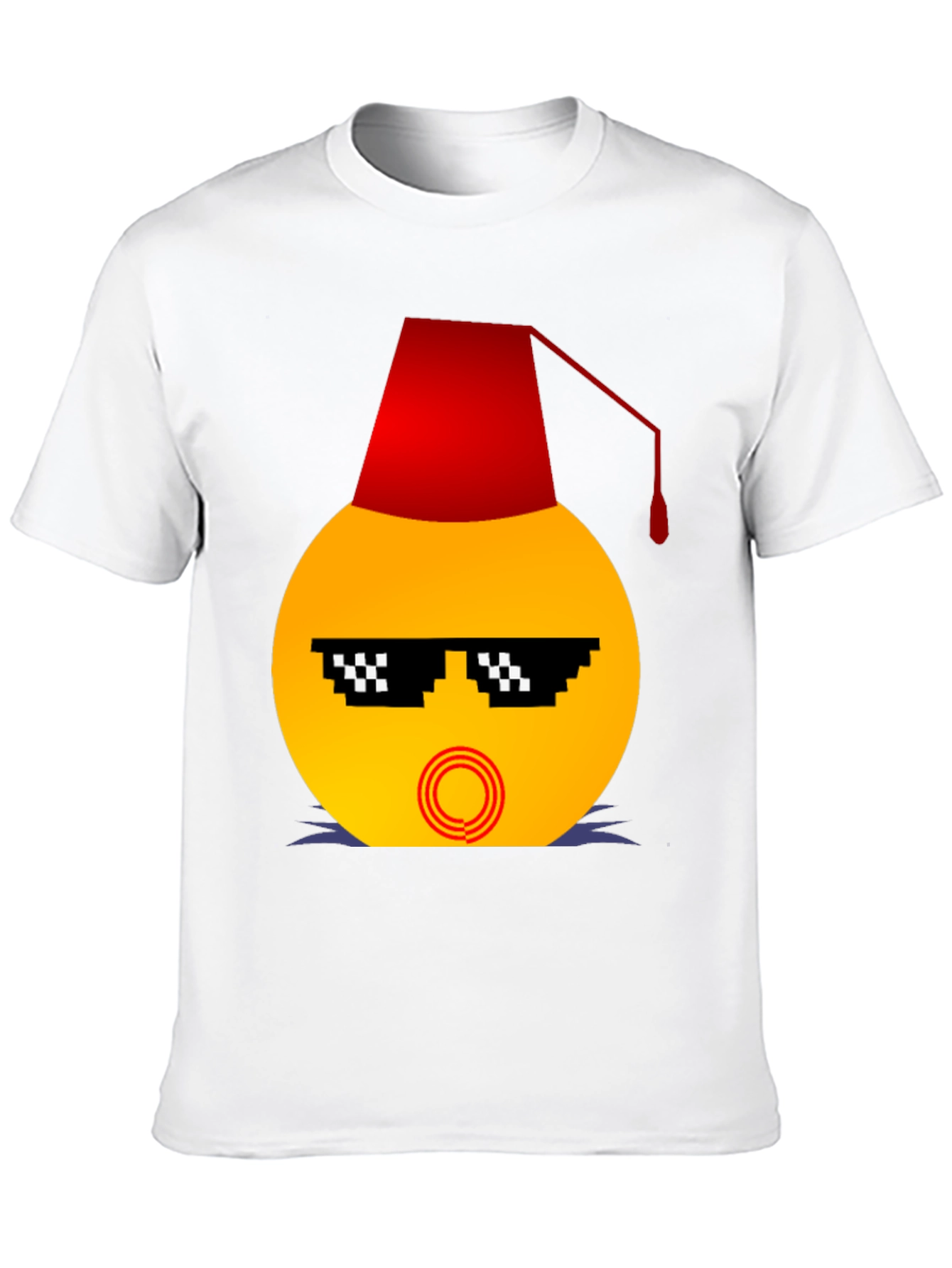 Black Emoji Wearing a Fez Funny T-Shirt view 10