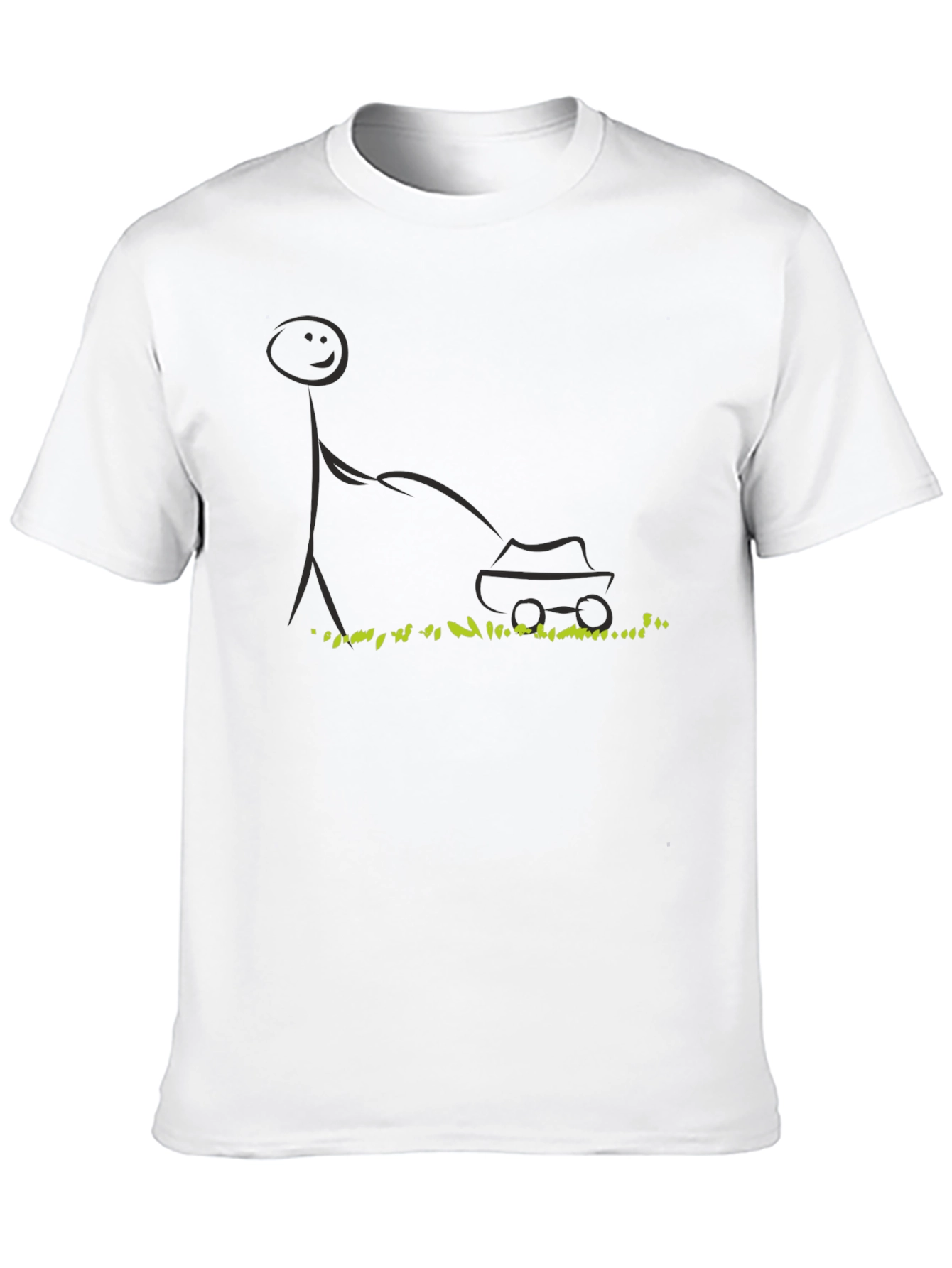 Black Stick Figure Lawn Mower T-Shirt - Black view 10