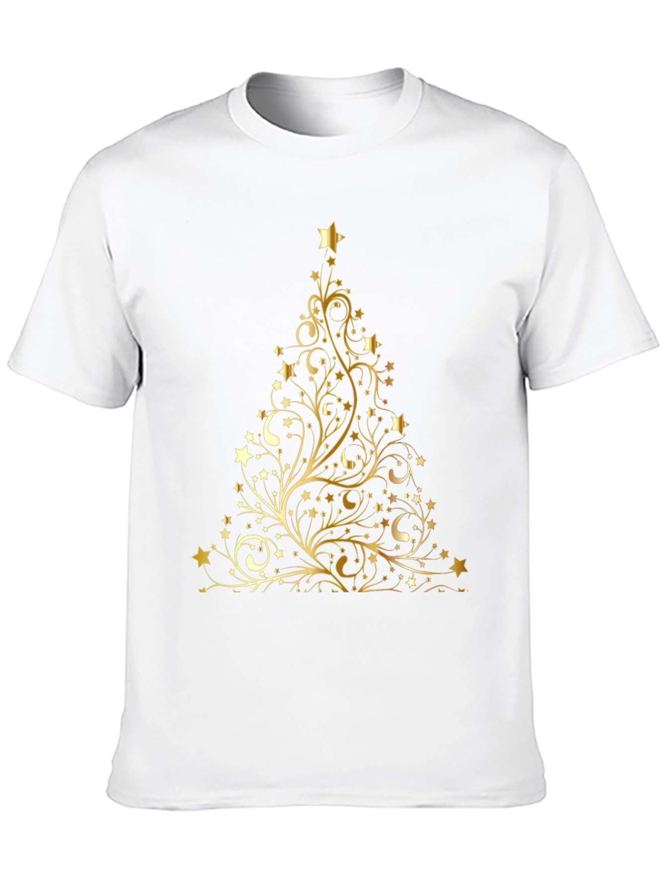 Black Festive Gold Christmas Tree Black T-Shirt view 10