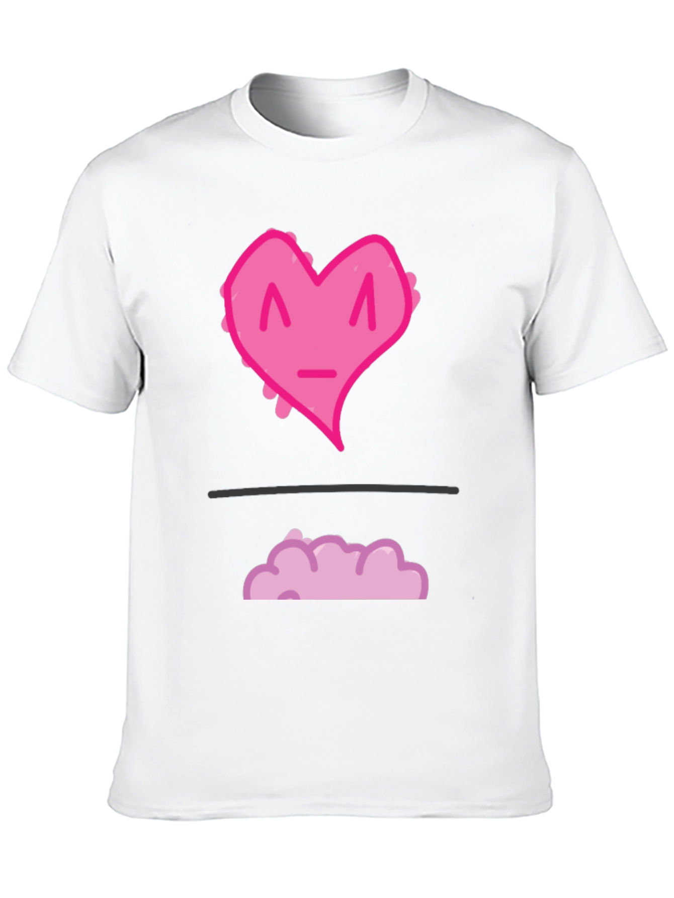 Black Funny Pink Heart Graphic T-Shirt - Black Casual Tee view 10