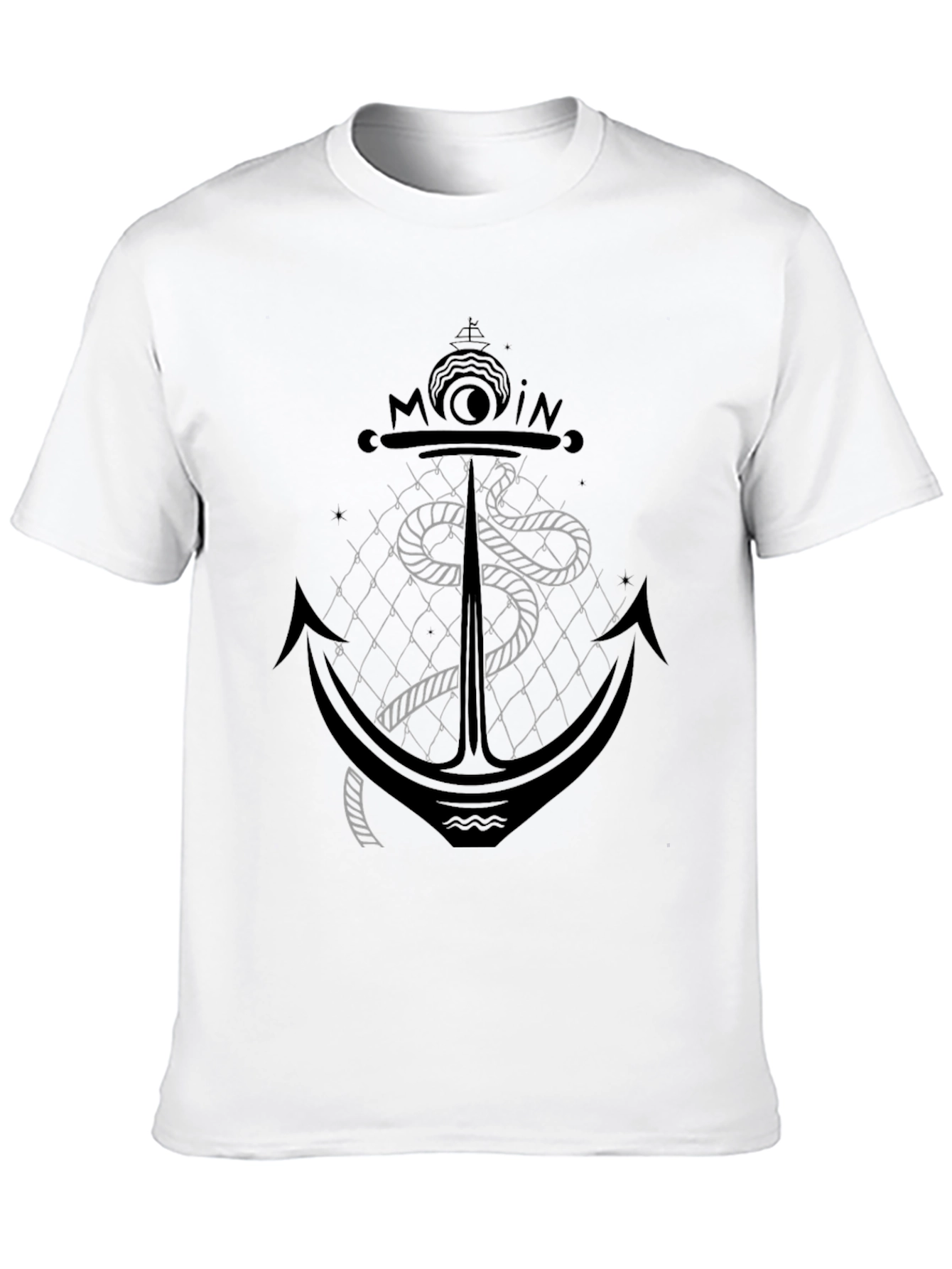 Black Anchor & Snake Graphic Tee - Black Cotton T-Shirt view 10