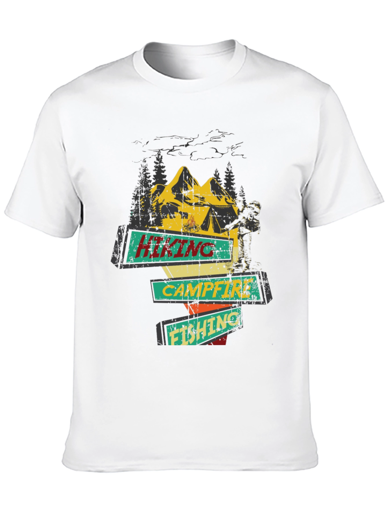 Black Hiking Campfire Fishing Graphic Tee view 10