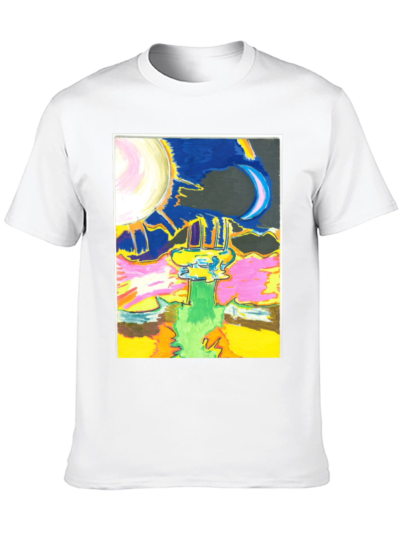 Black Artistic Moon & Sun Graphic Tee - Unique Design view 10