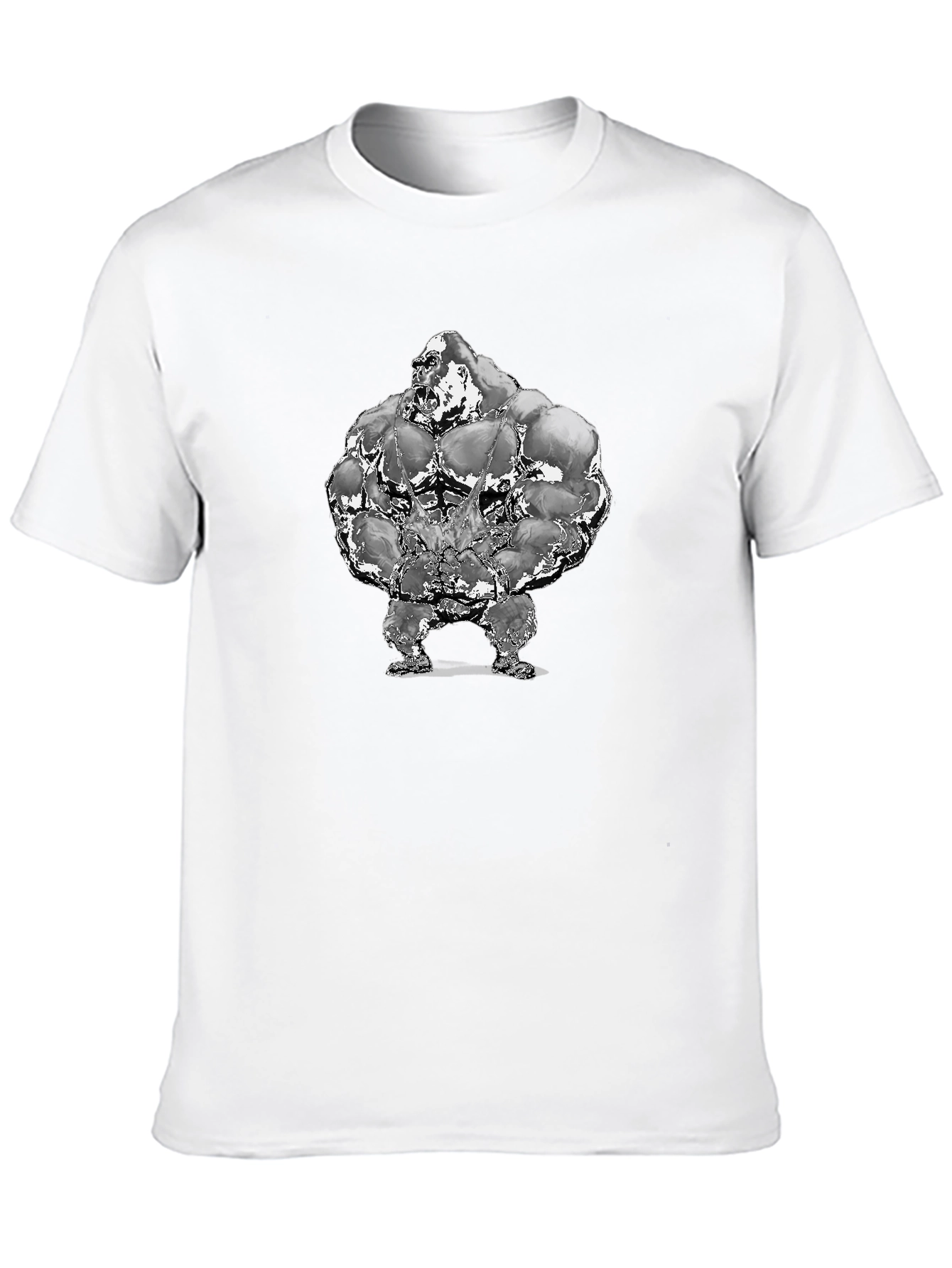 Black Muscle Gorilla Graphic Tee - Black Cotton T-Shirt view 10