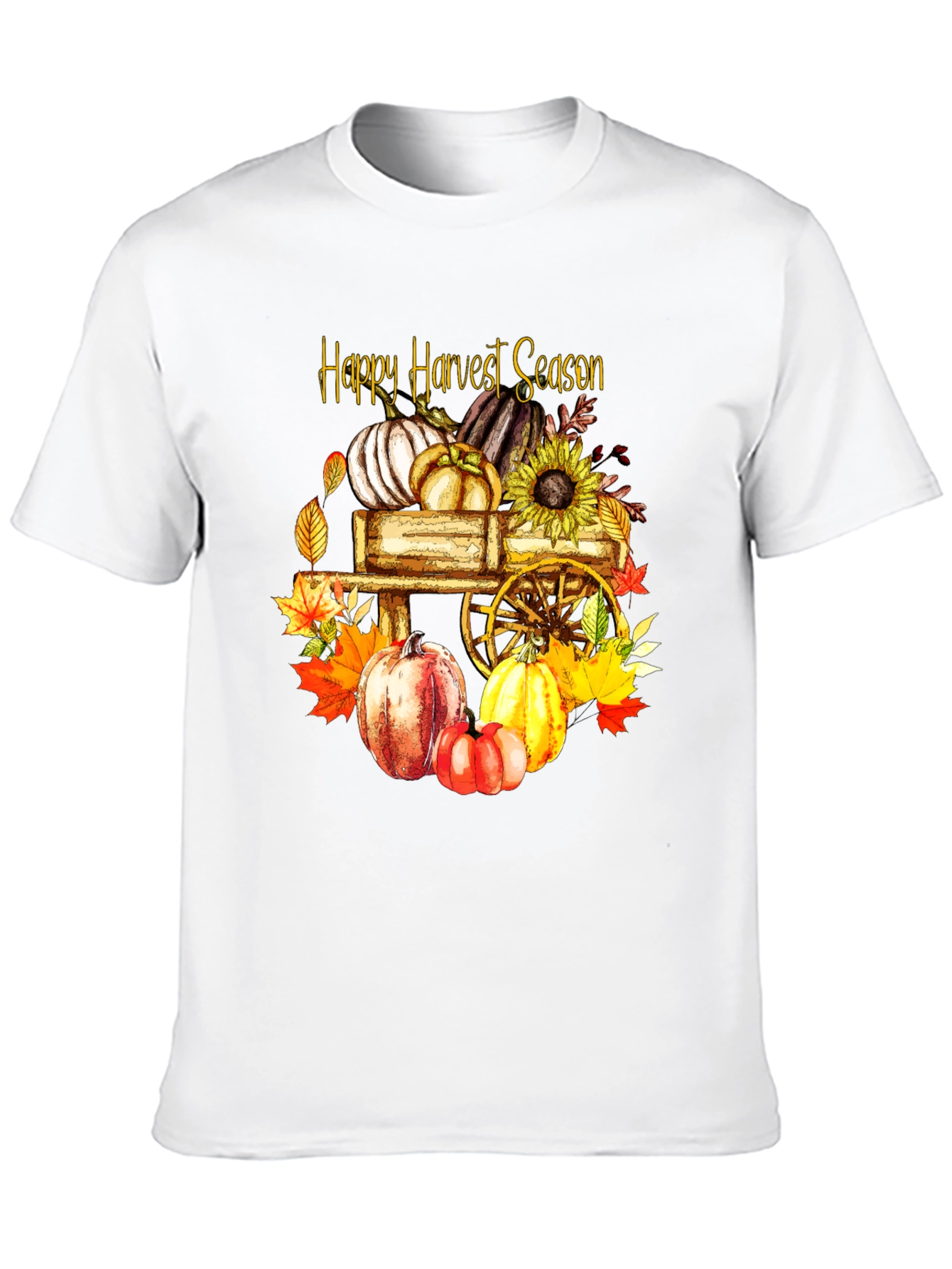 Black Happy Harvest Season Black Graphic T-Shirt view 10