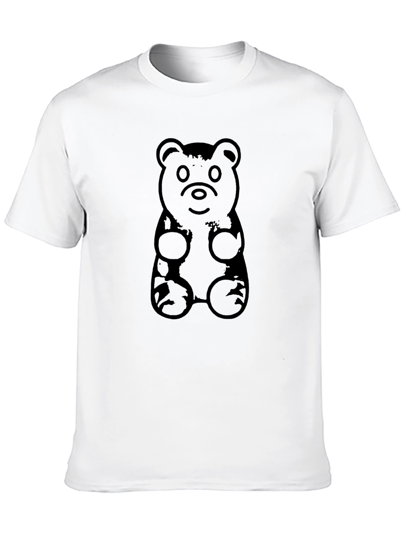 Black Gummy Bear Graphic Print Tee - Black Cotton Casual T-Shirt view 10
