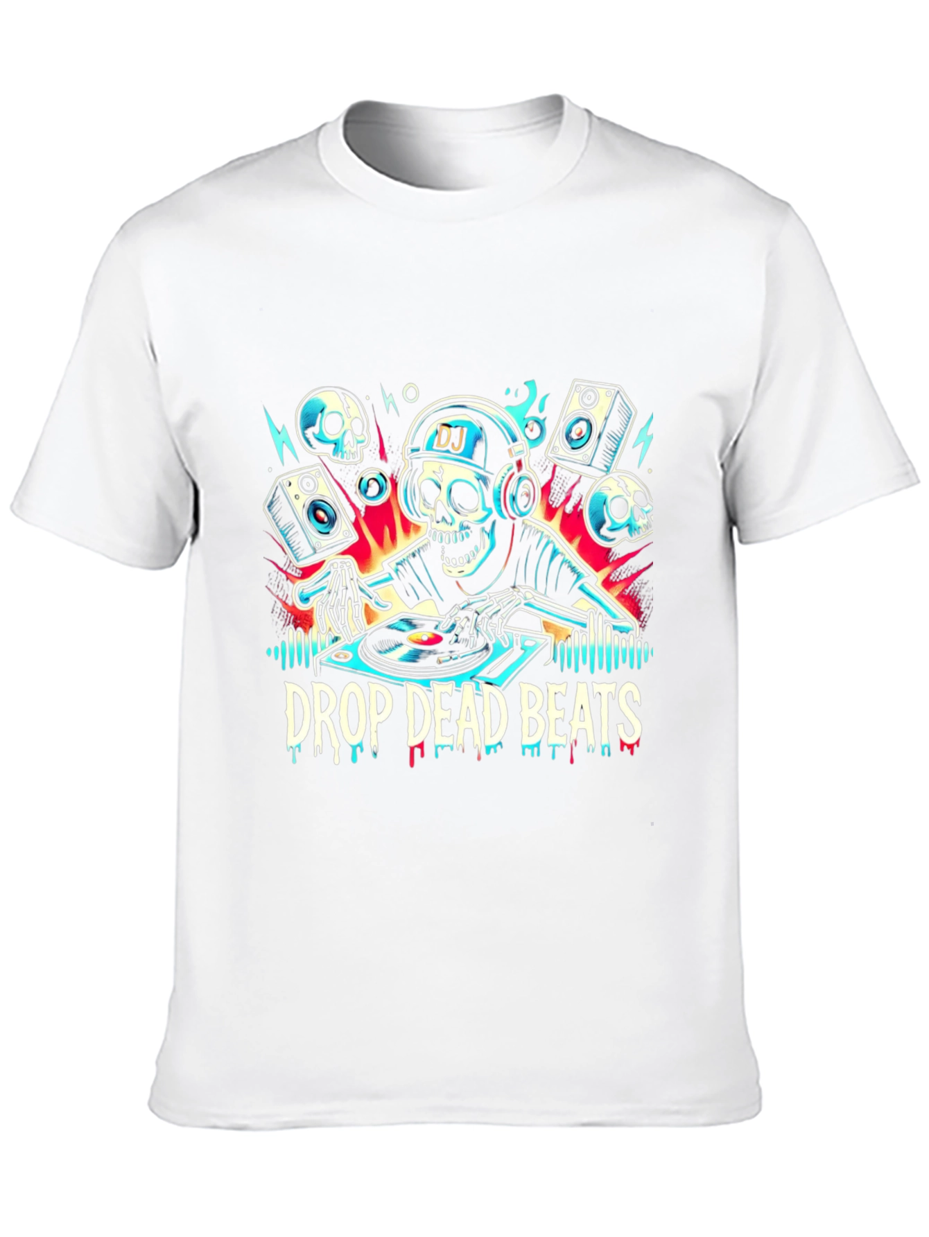 Black Drop Dead Beats DJ Skeleton T-Shirt view 10