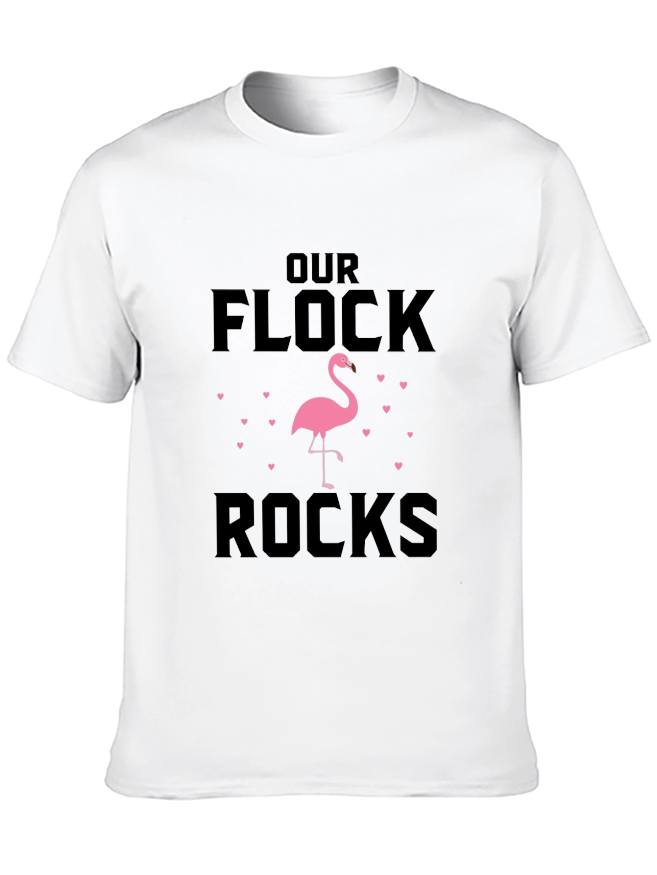 Black Our Flock Rocks Flamingo Graphic T-Shirt view 10