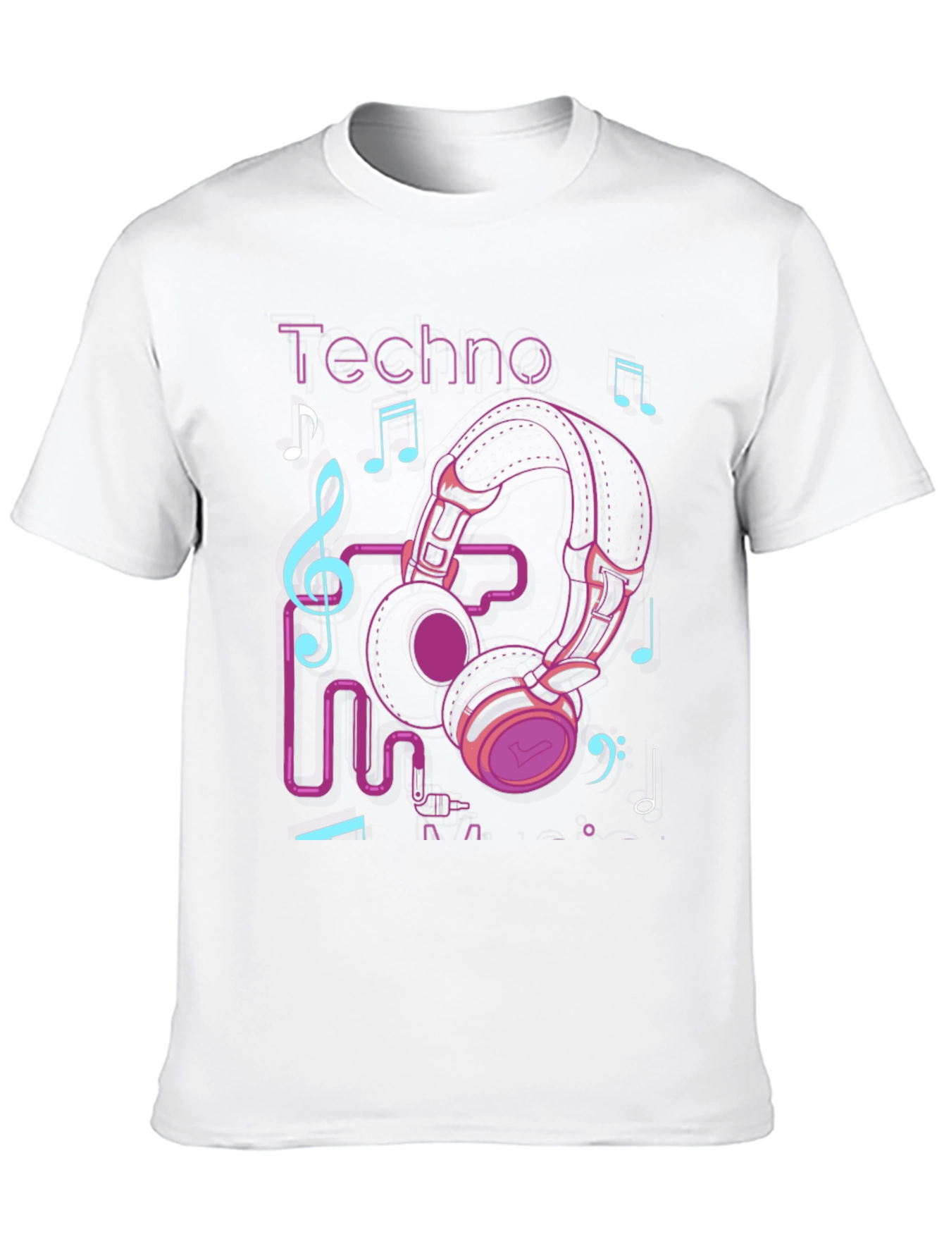 Black Techno Music Headphone Graphic T-Shirt view 10