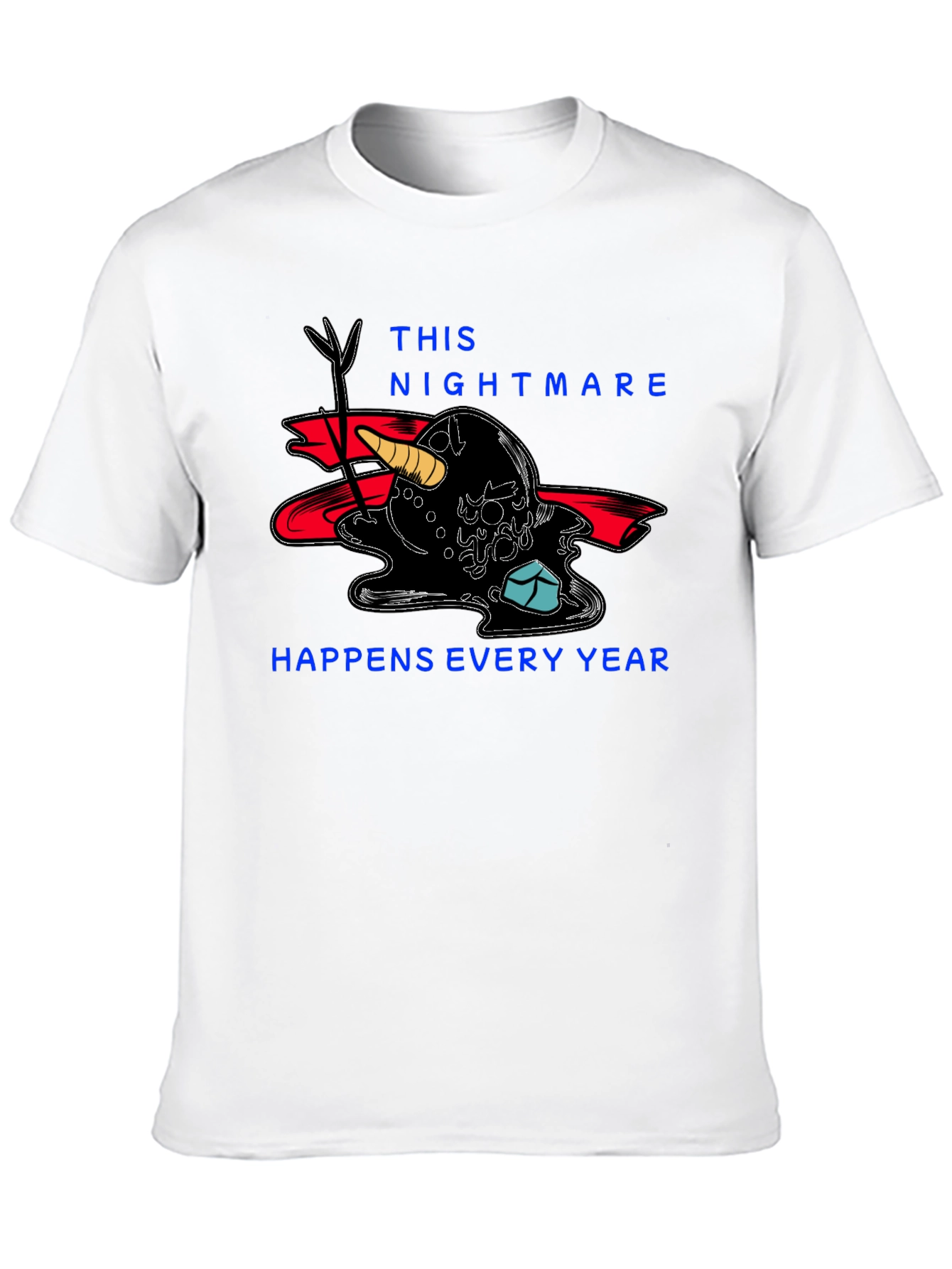 Black Melting Snowman Graphic Tee - Winter Nightmare Shirt view 10