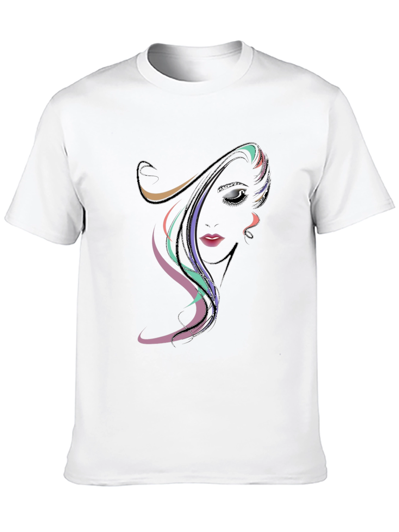 Black Abstract Woman Face Graphic Black Tee view 10