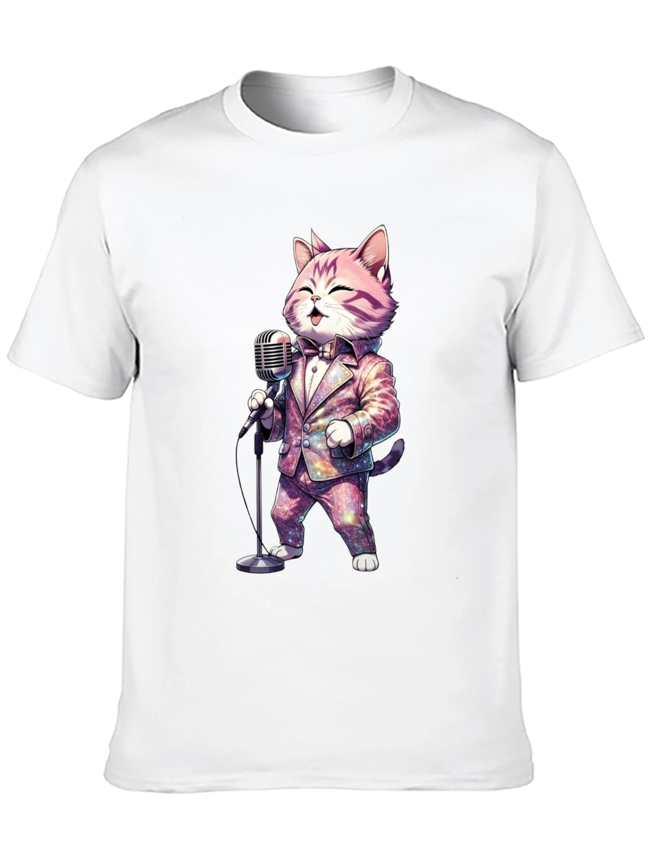 Black Singing Cat T-Shirt - Galaxy Suit view 10