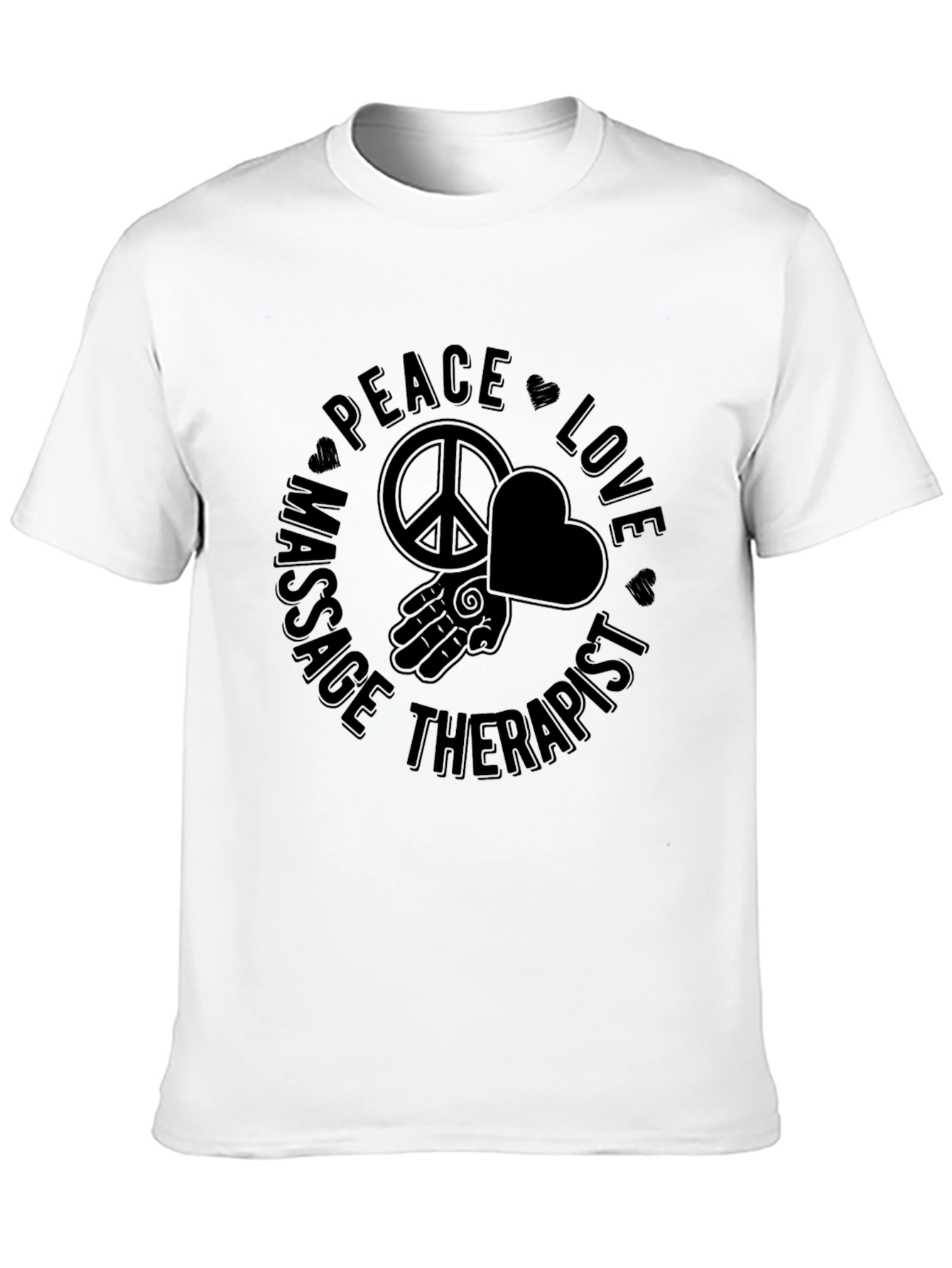 Black Peace Love Massage Therapist Black T-Shirt view 10