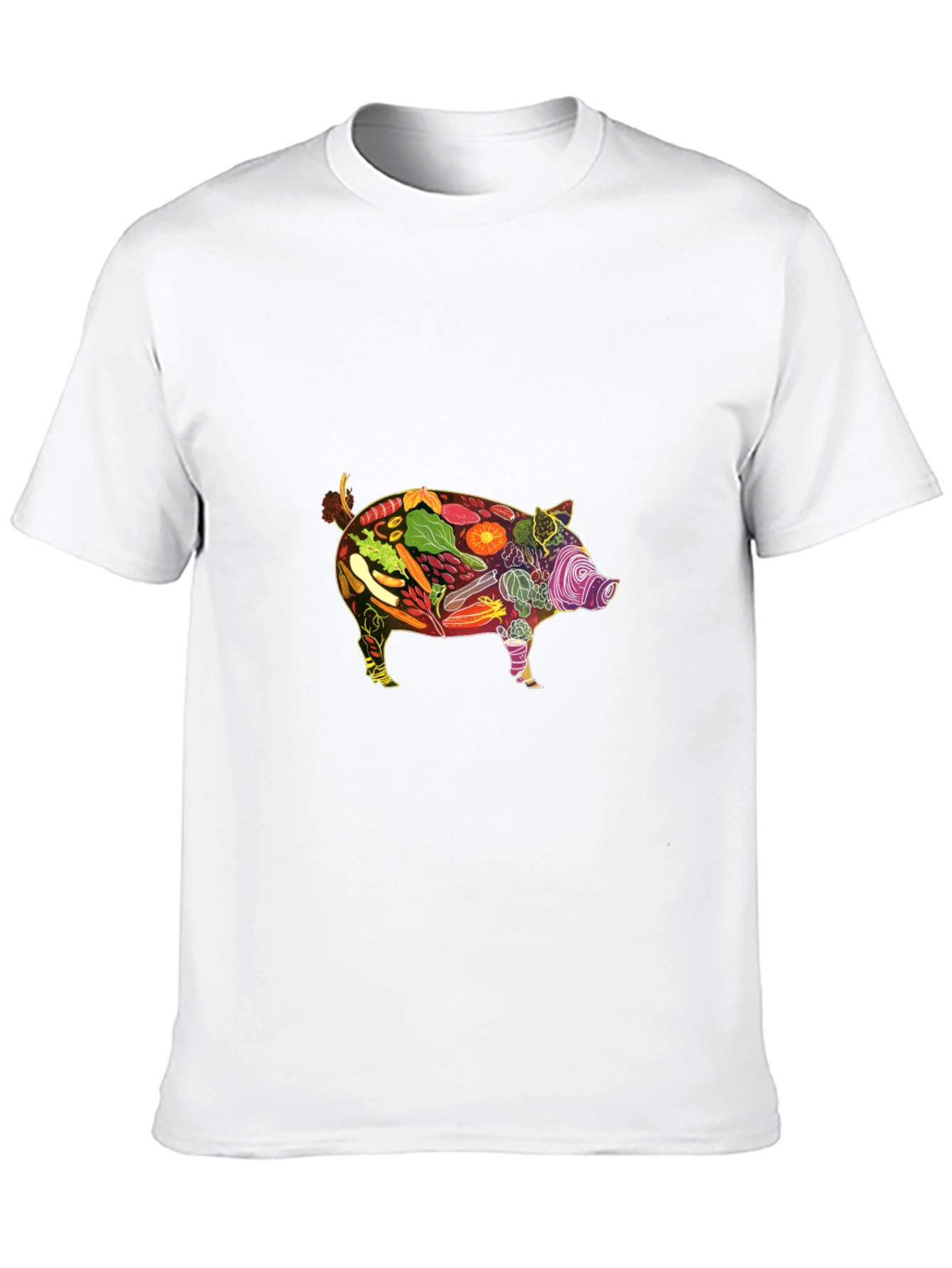 Black Veggie Pig Graphic Tee - Black Unisex Shirt view 10