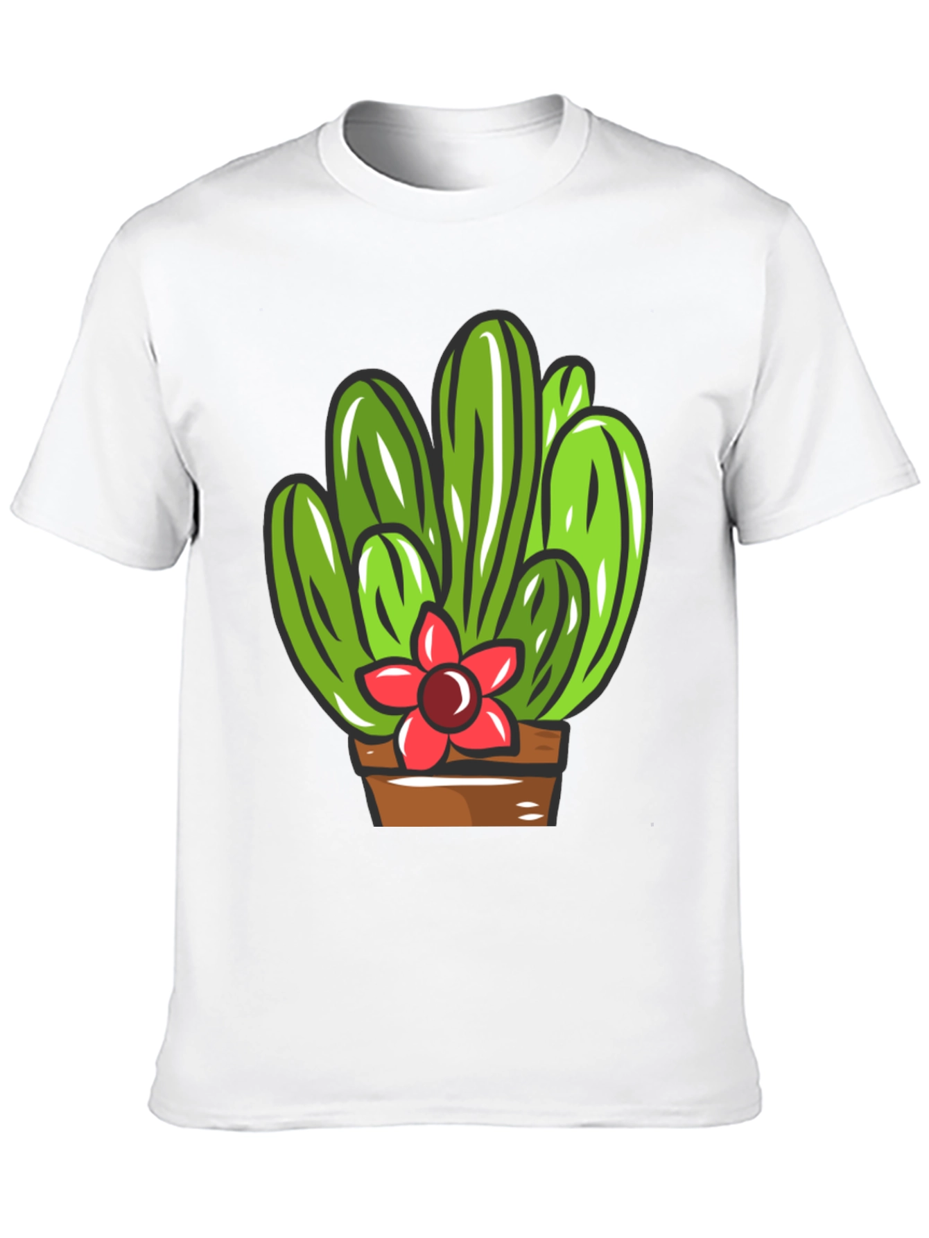 Black Cactus Flower Graphic T-Shirt - Black Cotton Tee view 10