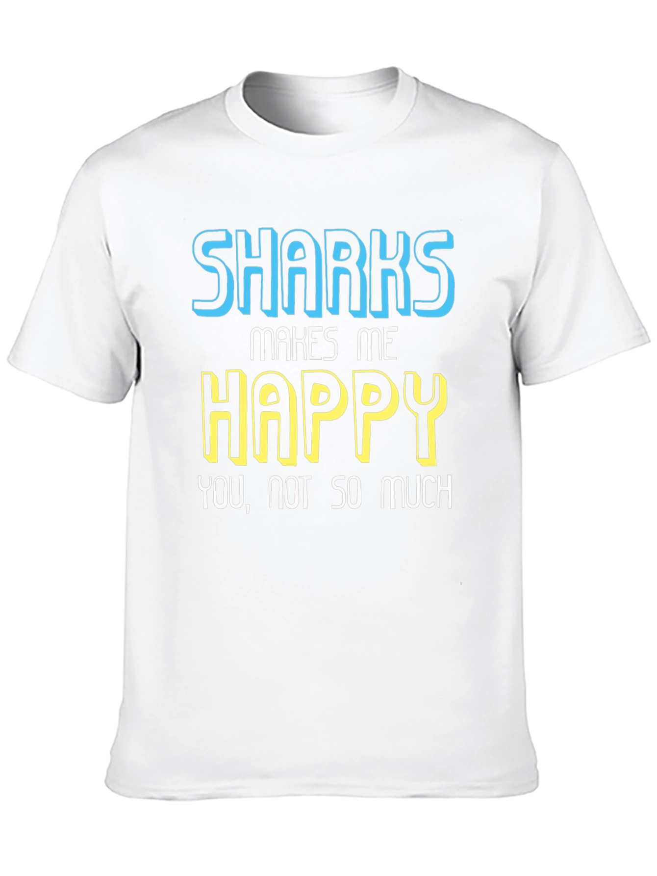 Black Funny Sharks Makes Me Happy Graphic Tee view 10