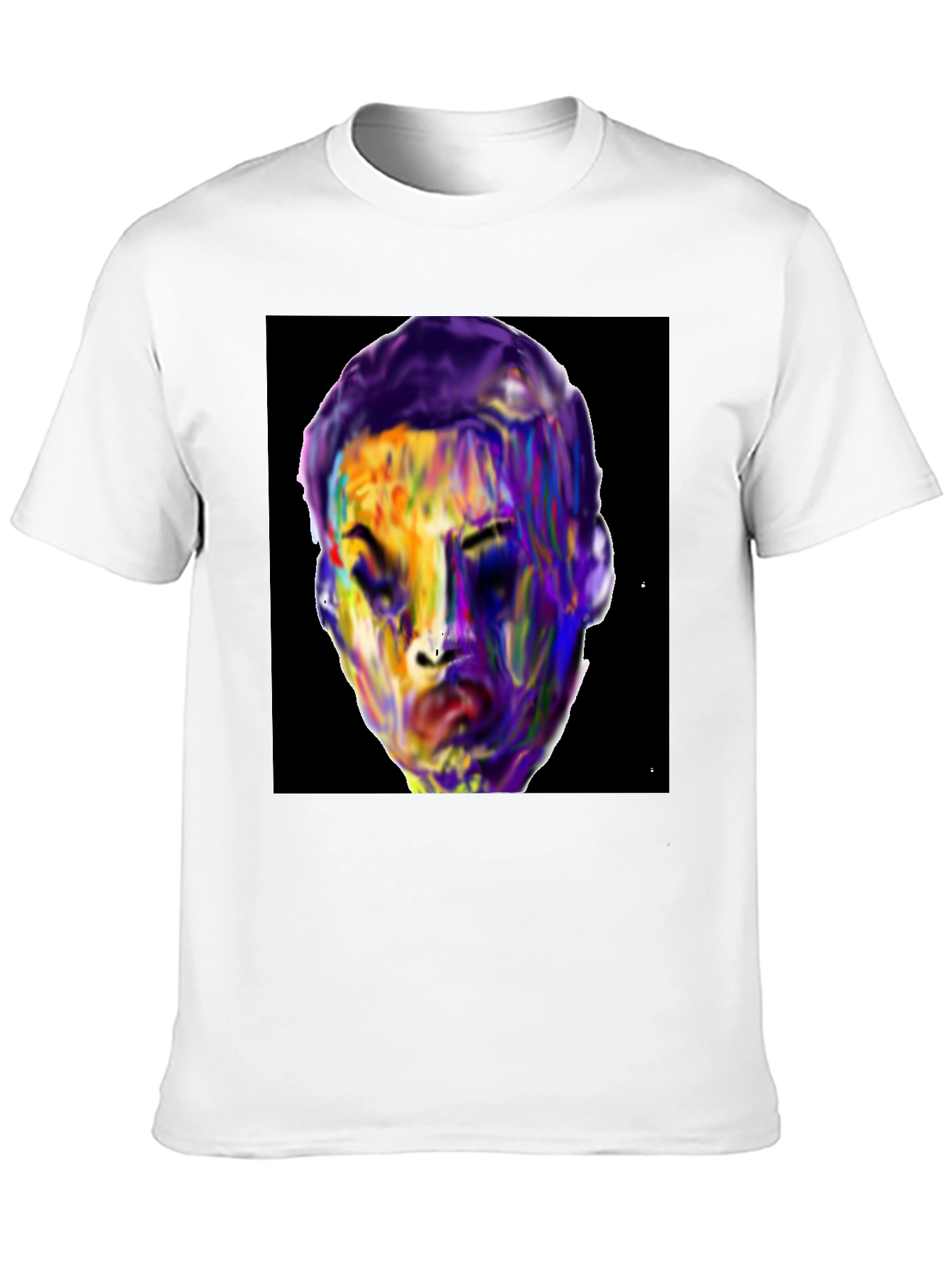 Black Vivid Face Graphic Tee - Black Cotton Blend view 10