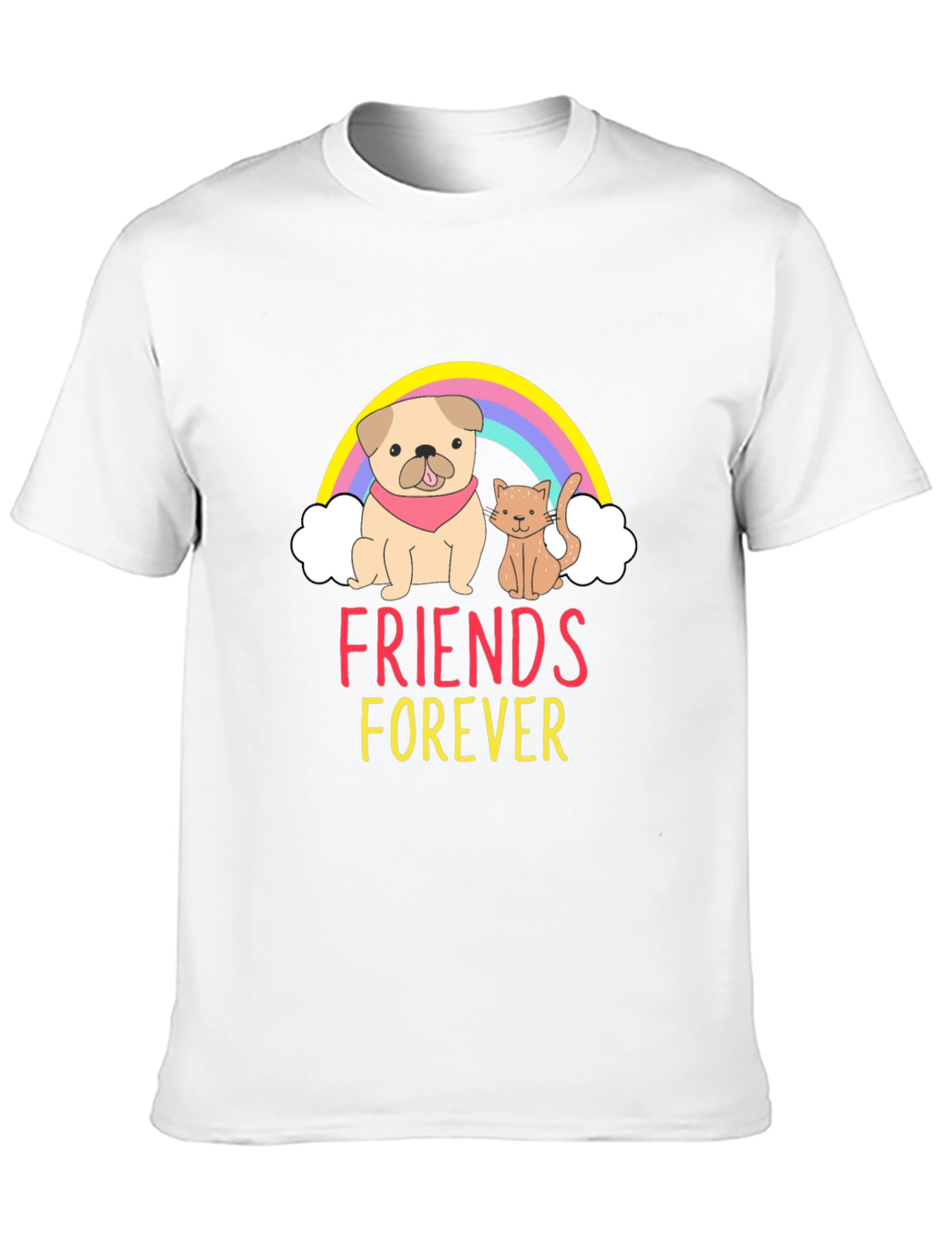 Black Friends Forever Graphic Tee - Cute Dog and Cat T-Shirt view 10