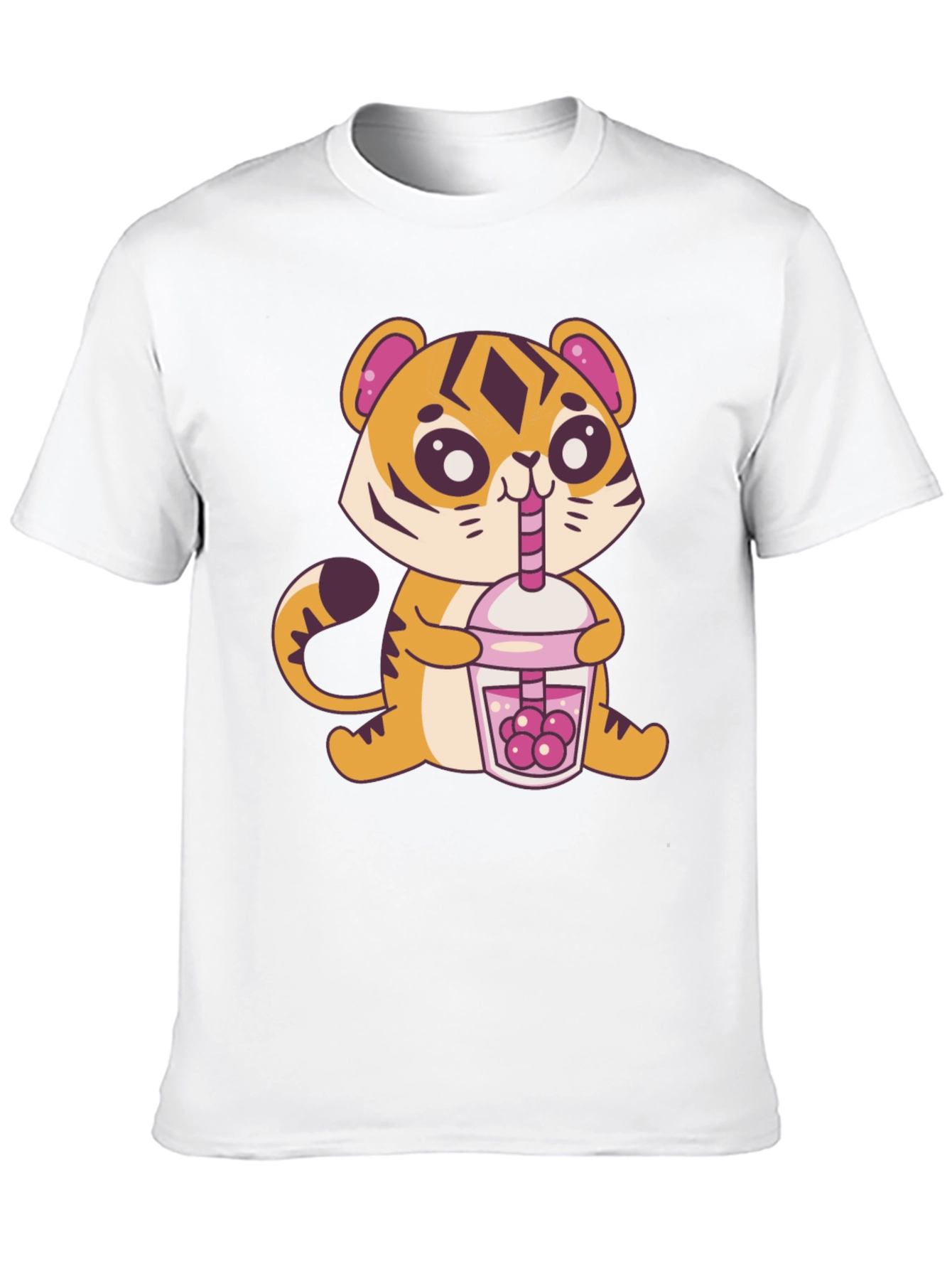 Black Cute Tiger Boba Tea Graphic Tee - Black view 10