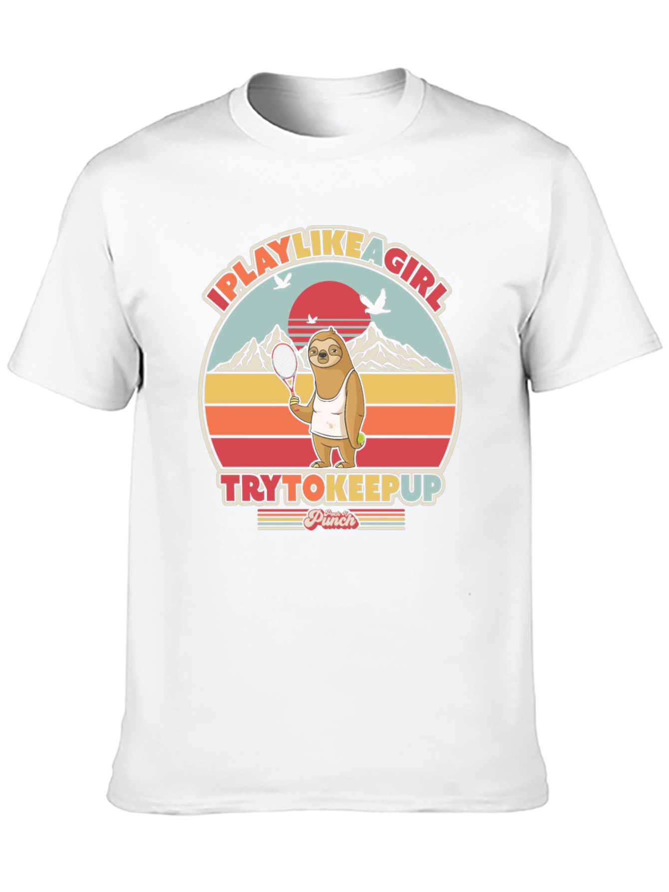 Black I Play Like a Girl Sloth Tennis Graphic T-Shirt view 10