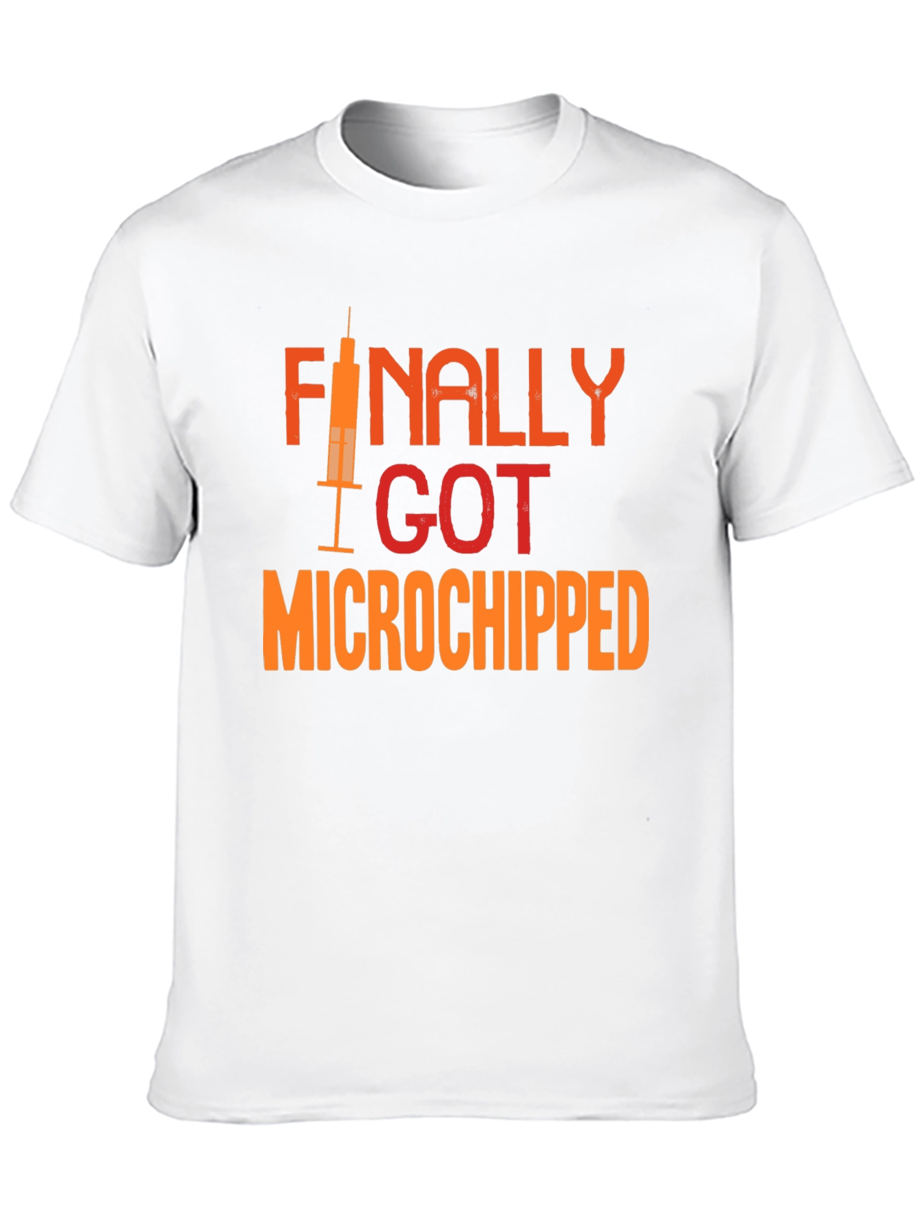 Black Finally Microchipped T-Shirt: Funny Vaccine Tee view 10