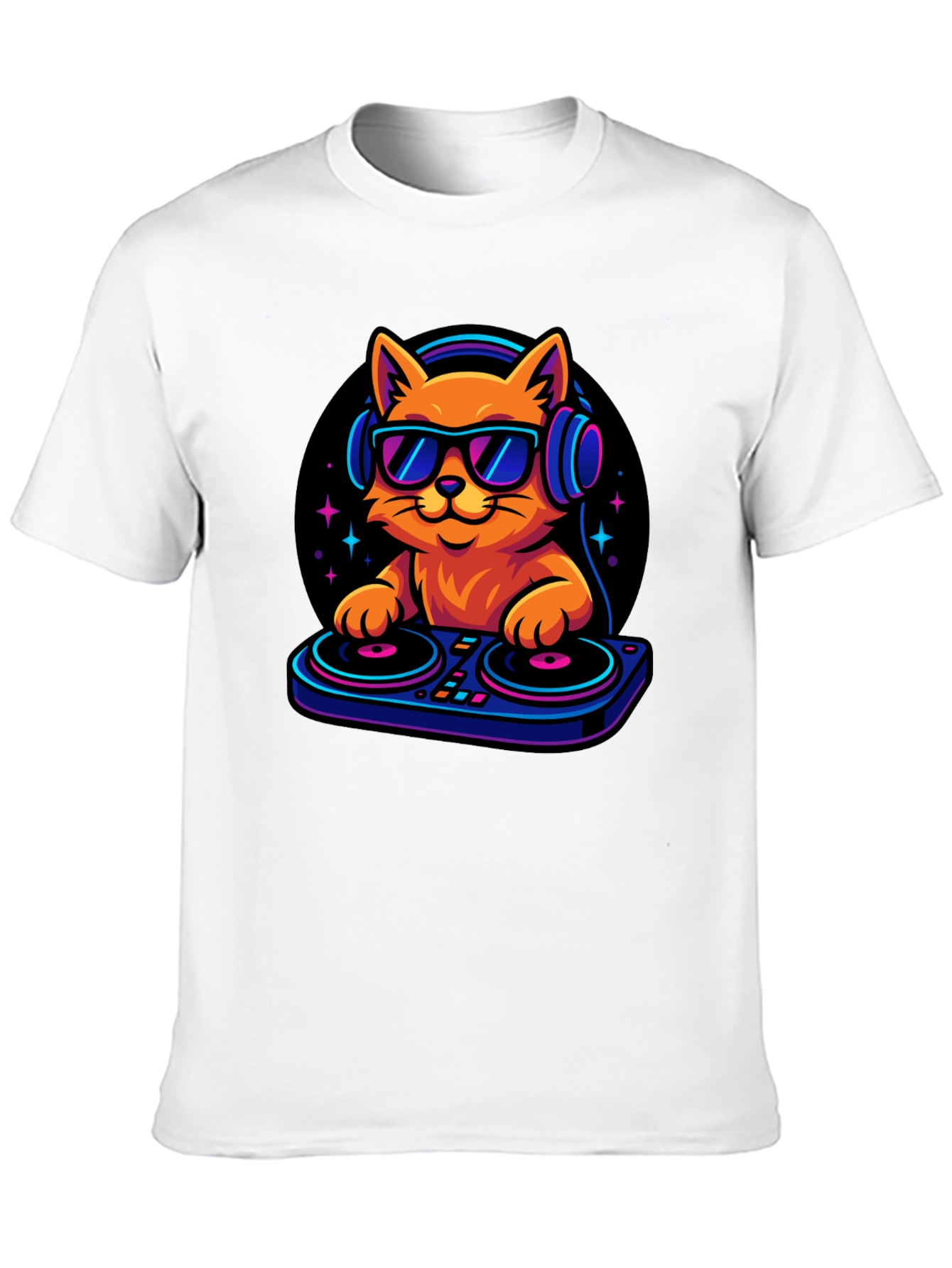 Black DJ Cat T-Shirt - Cool Cat with Headphones! view 10