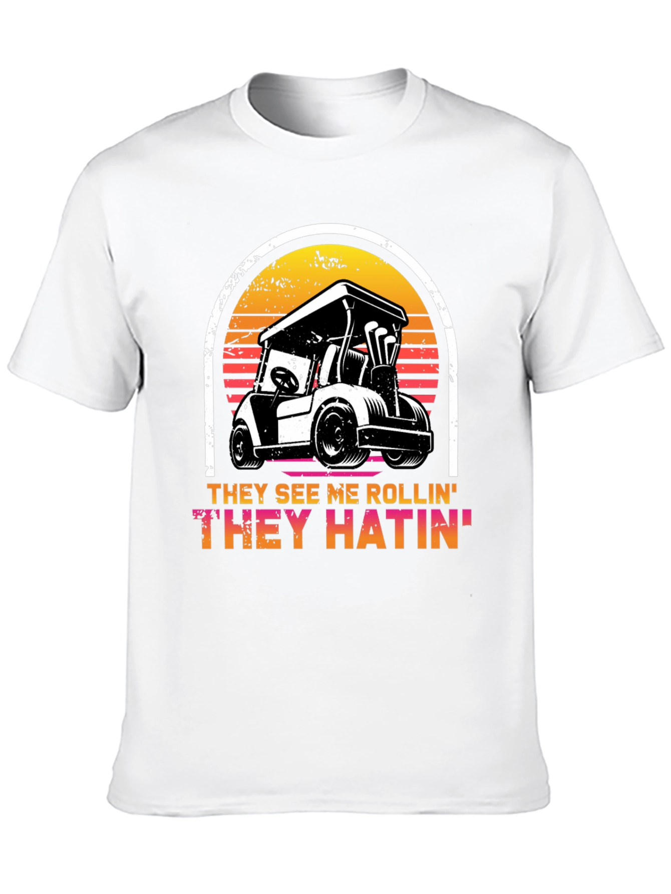 Black They See Me Rollin' Golf Cart T-Shirt view 10