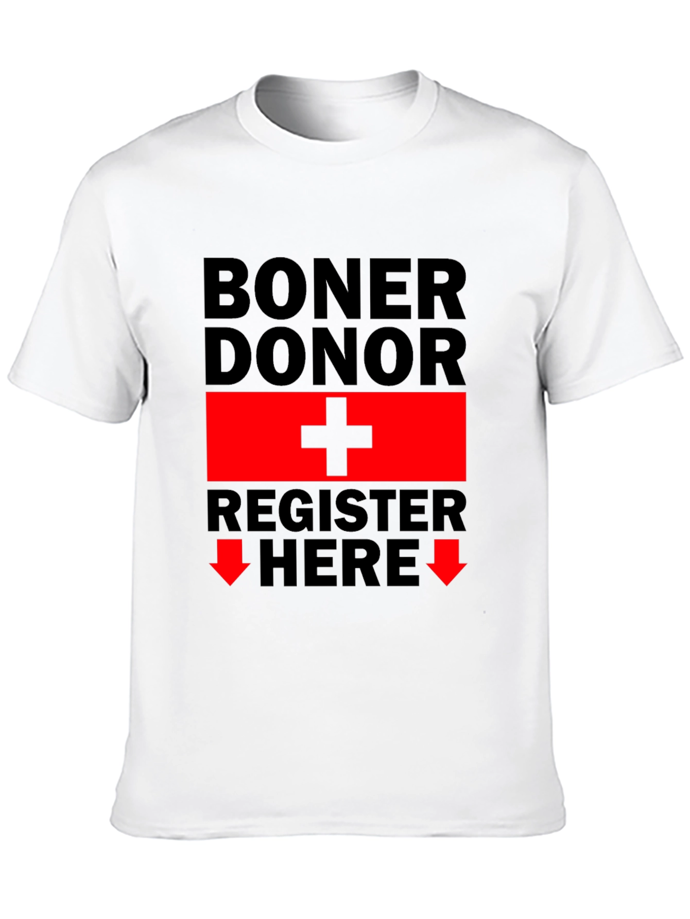Black Boner Donor Register Here Funny Graphic Tee view 10