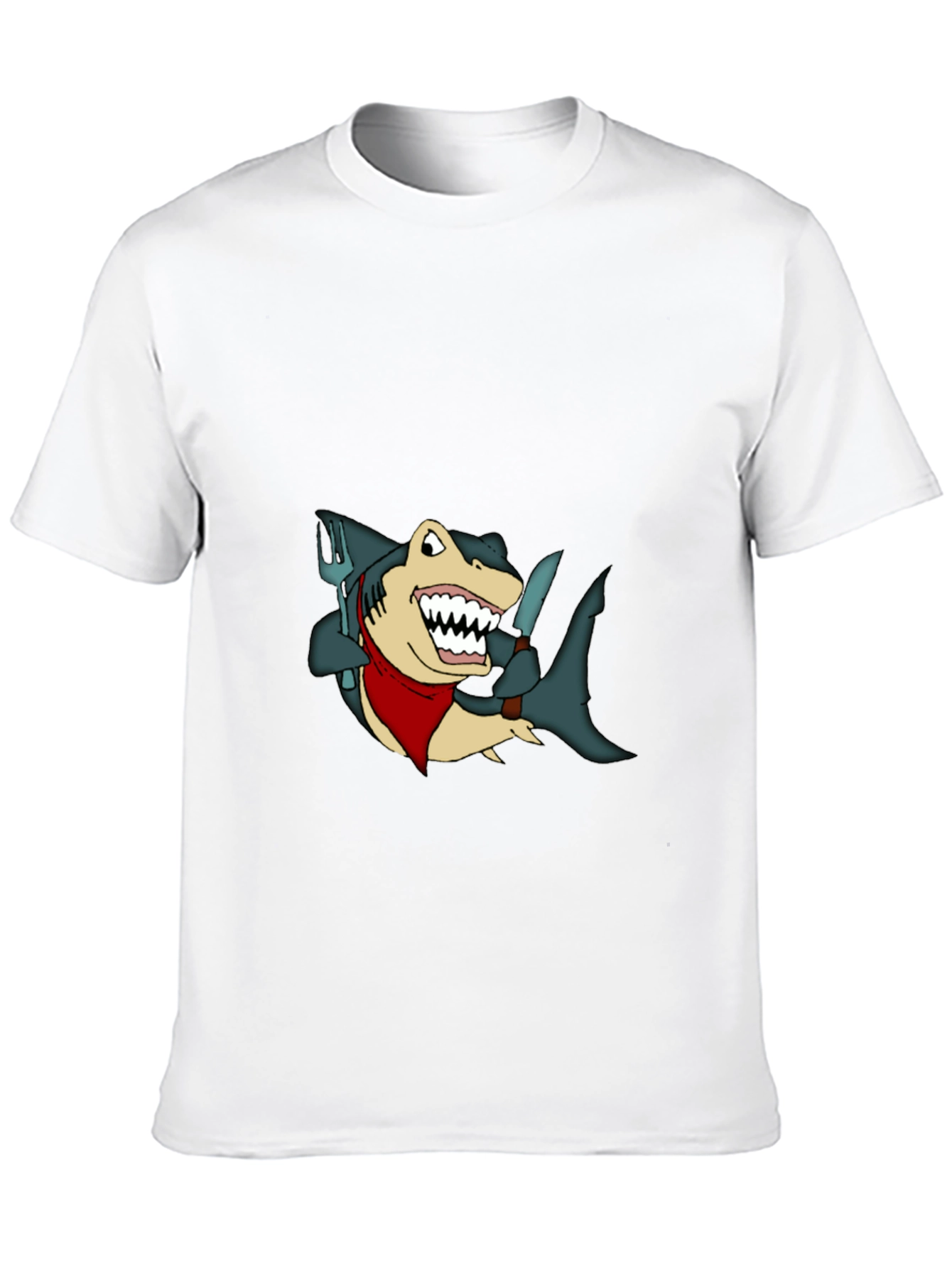 Black Shark Chef T-Shirt - Funny Cartoon Tee view 10