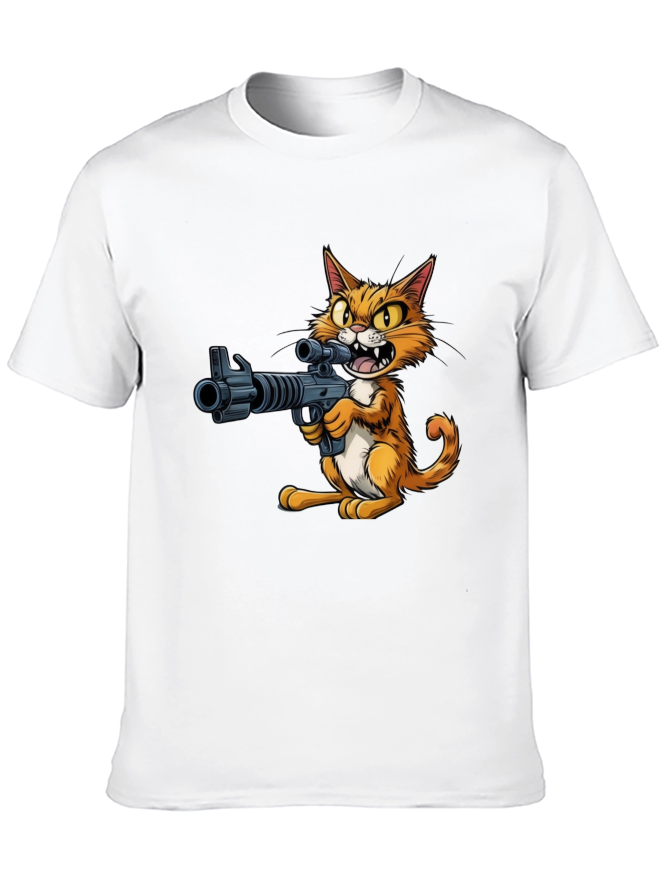 Black Cat with Gun Graphic T-Shirt view 10