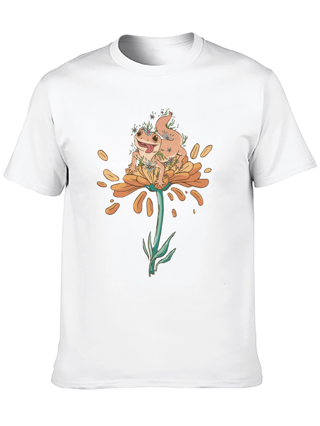 Black Gecko on Flower Graphic T-Shirt - Black view 10