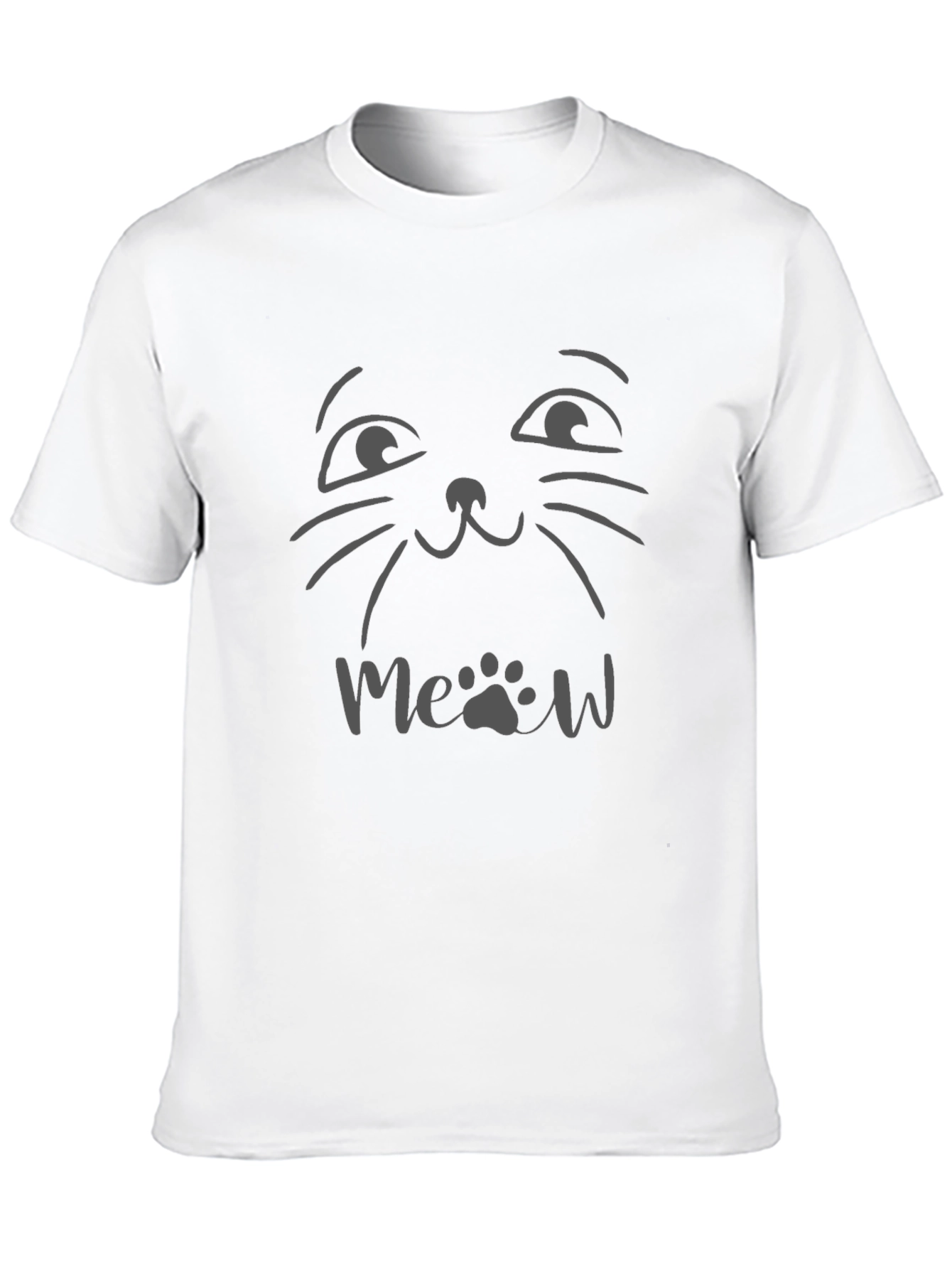 Black Cute Cat Meow T-Shirt - Black Graphic Tee view 10